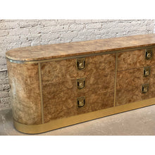 Load image into Gallery viewer, 1970s Vintage Mastercraft Burled Wood With Brass Pulls Credenza Dresser
