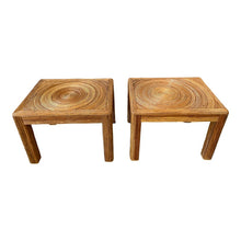 Load image into Gallery viewer, 1970s Vintage Pencil Reed Rattan Bamboo Side Tables - a Pair
