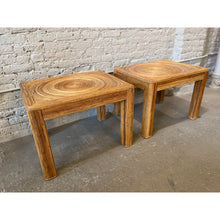 Load image into Gallery viewer, 1970s Vintage Pencil Reed Rattan Bamboo Side Tables - a Pair
