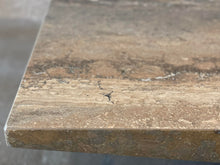 Load image into Gallery viewer, 1980s Italian Walnut Travertine Postmodern Coffee Table With Bowed Edge - Honed
