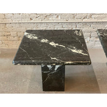 Cargar imagen en el visor de la galería, 1980s Nero Marquina Black Marble Postmodern Side Tables - a Pair
