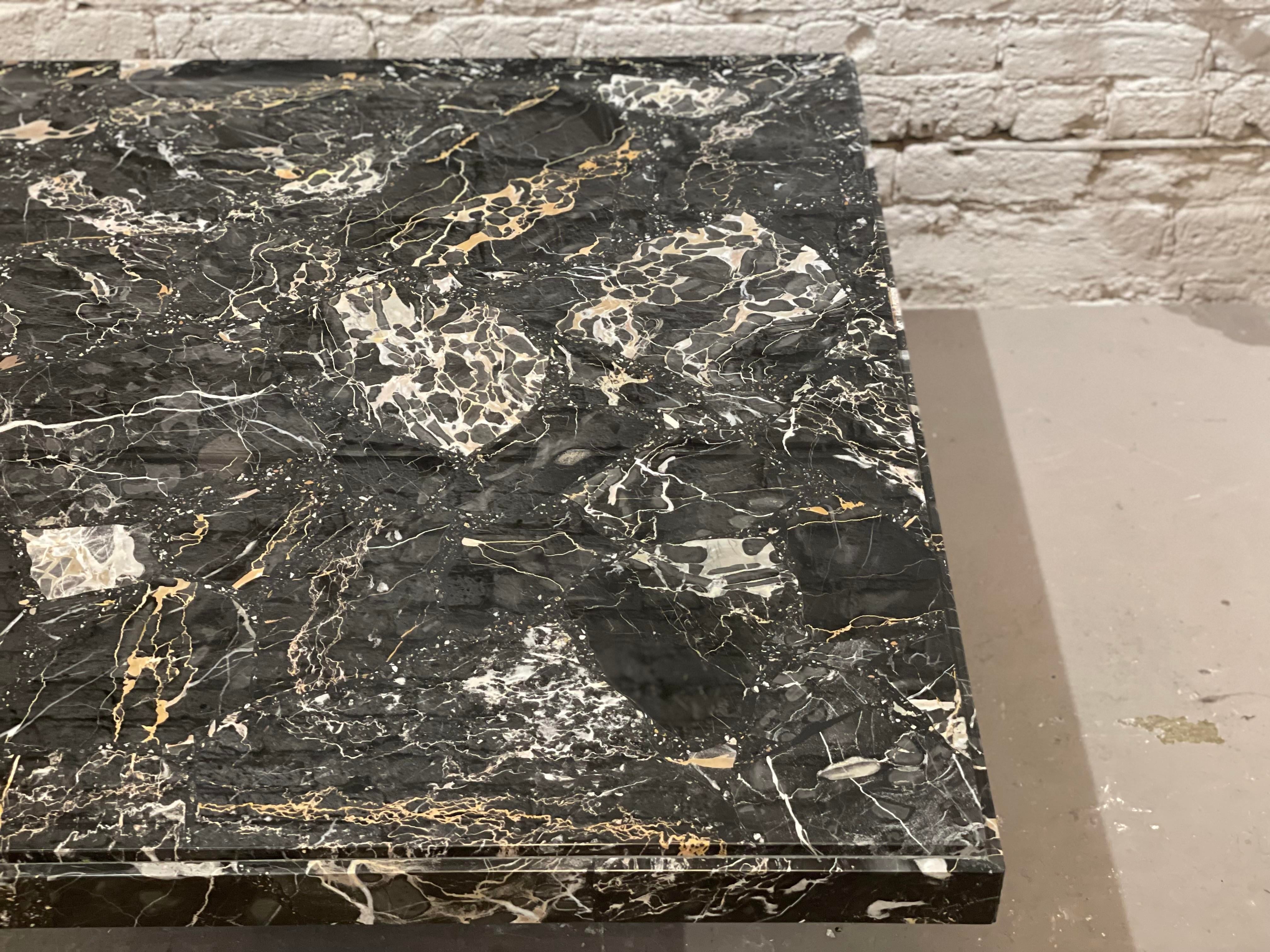 1980s Nero Portoro Italian Marble Vintage Coffee Table