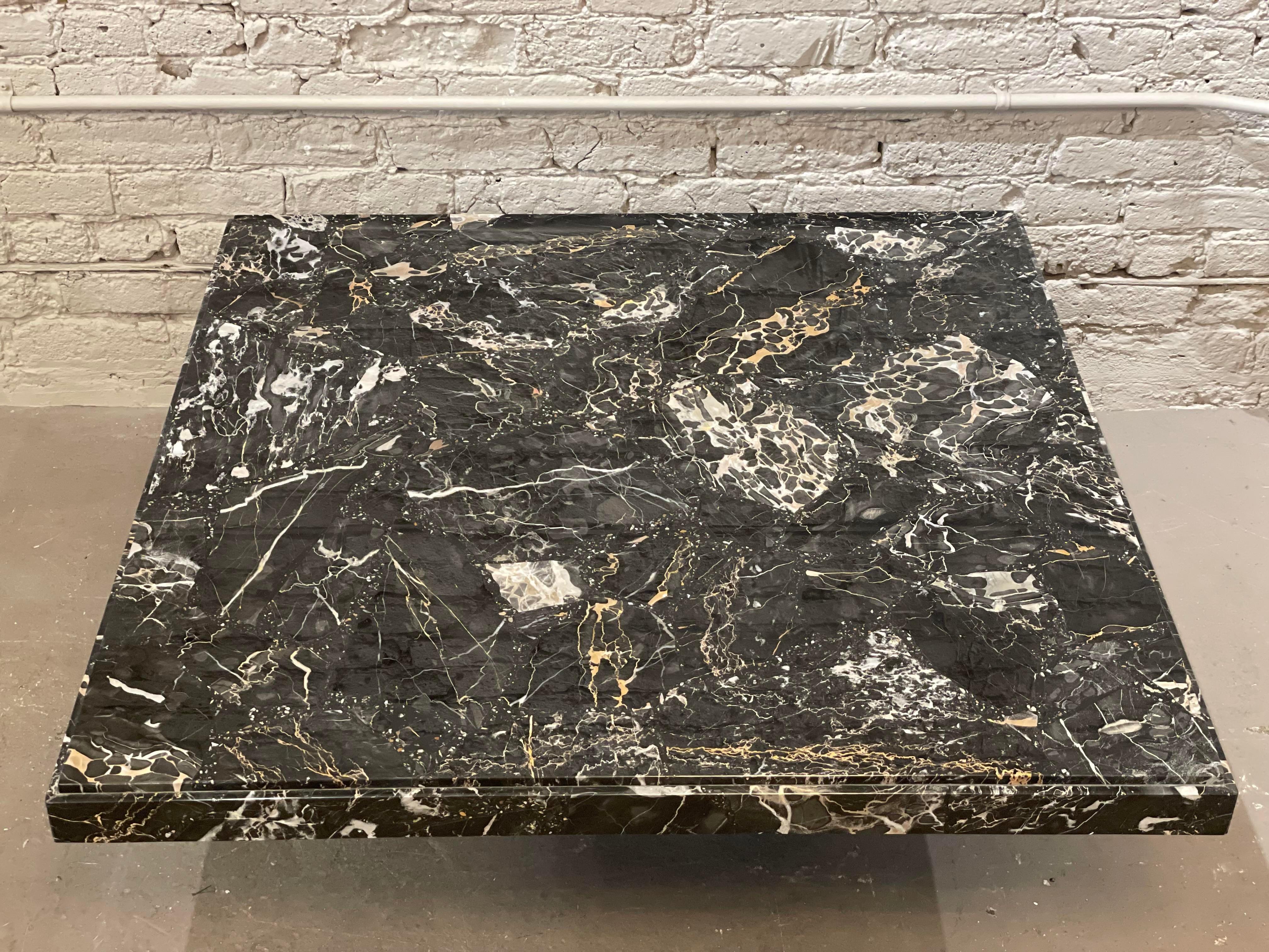1980s Nero Portoro Italian Marble Vintage Coffee Table