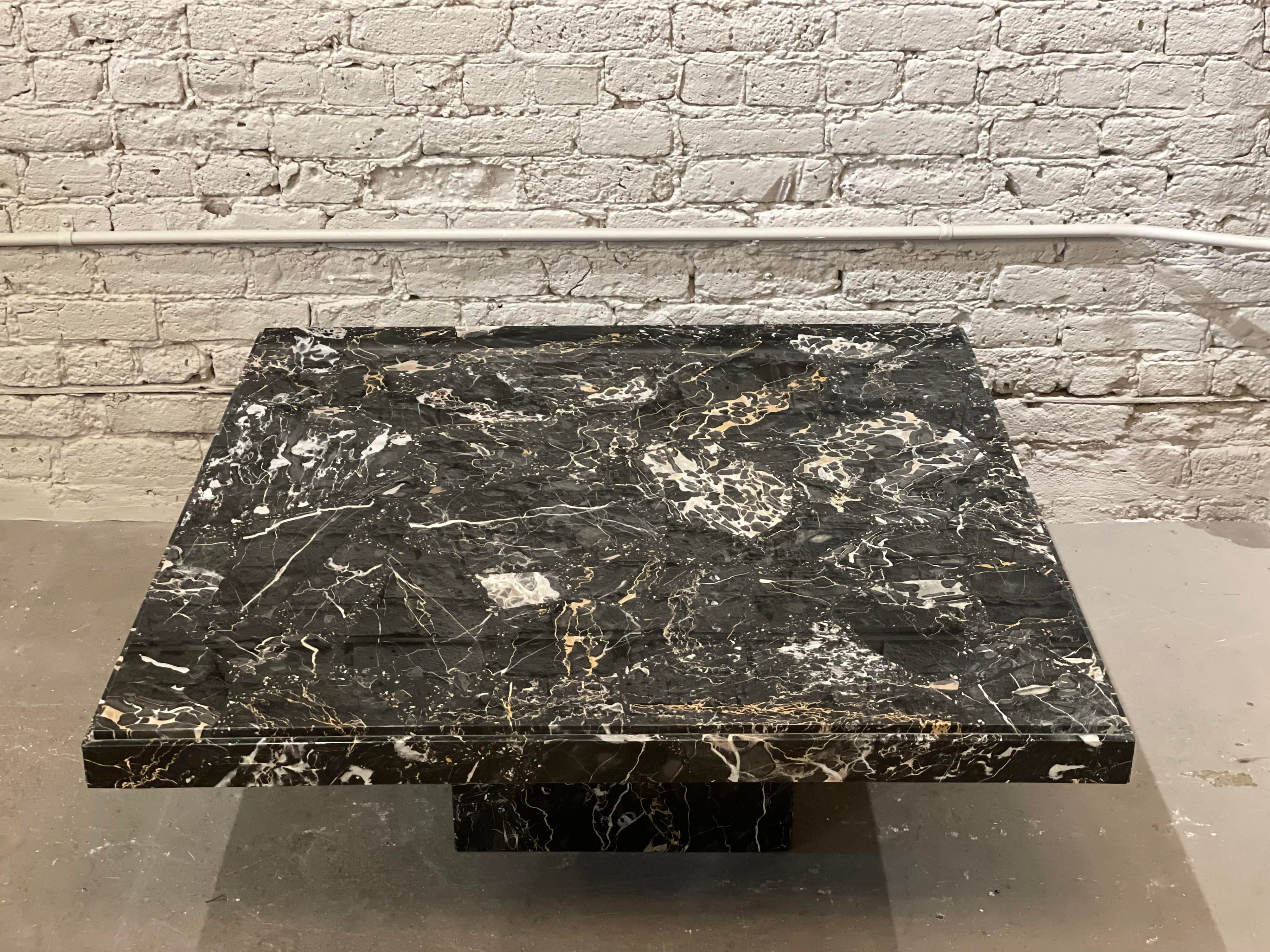 1980s Nero Portoro Italian Marble Vintage Coffee Table