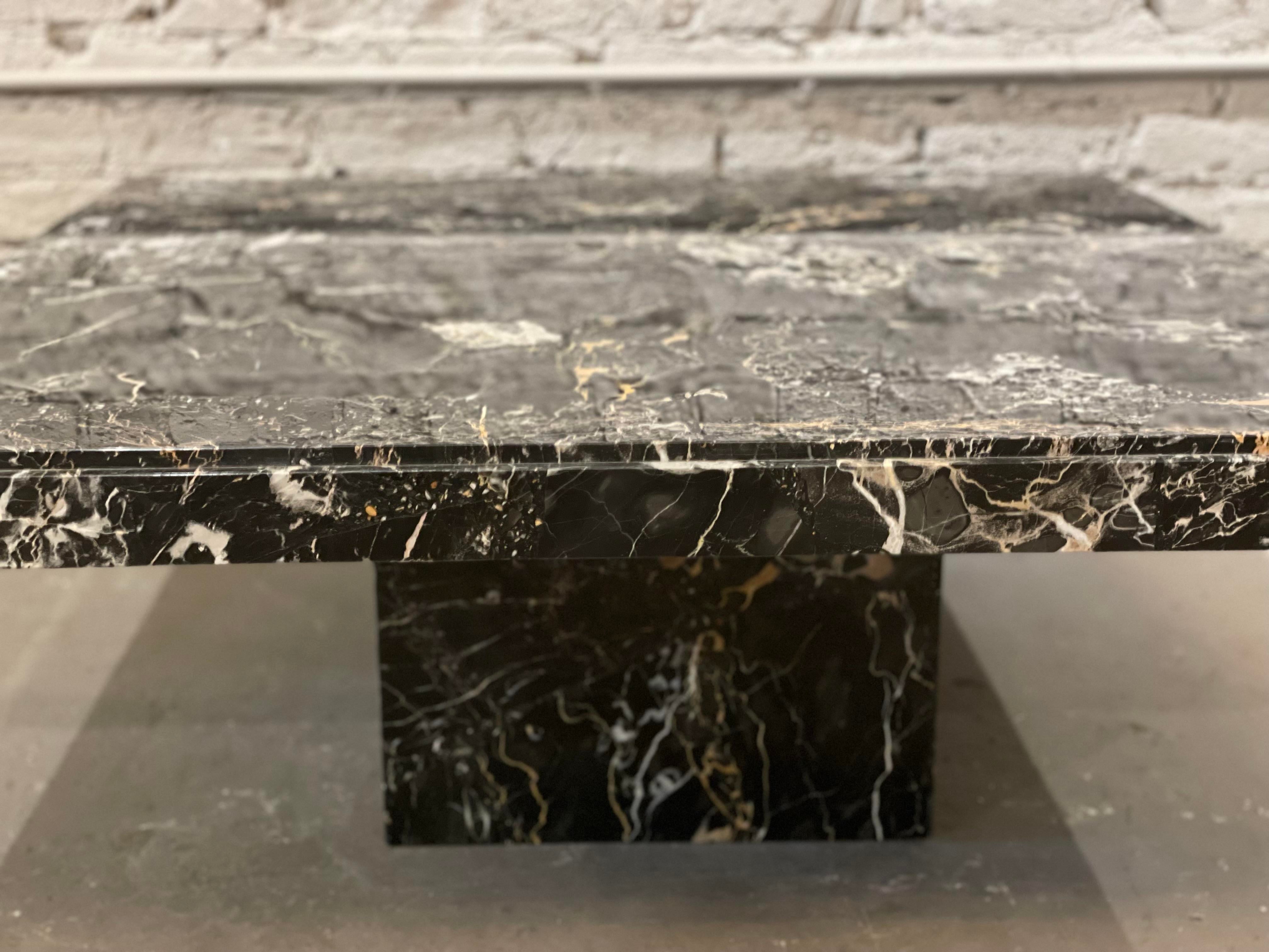 1980s Nero Portoro Italian Marble Vintage Coffee Table