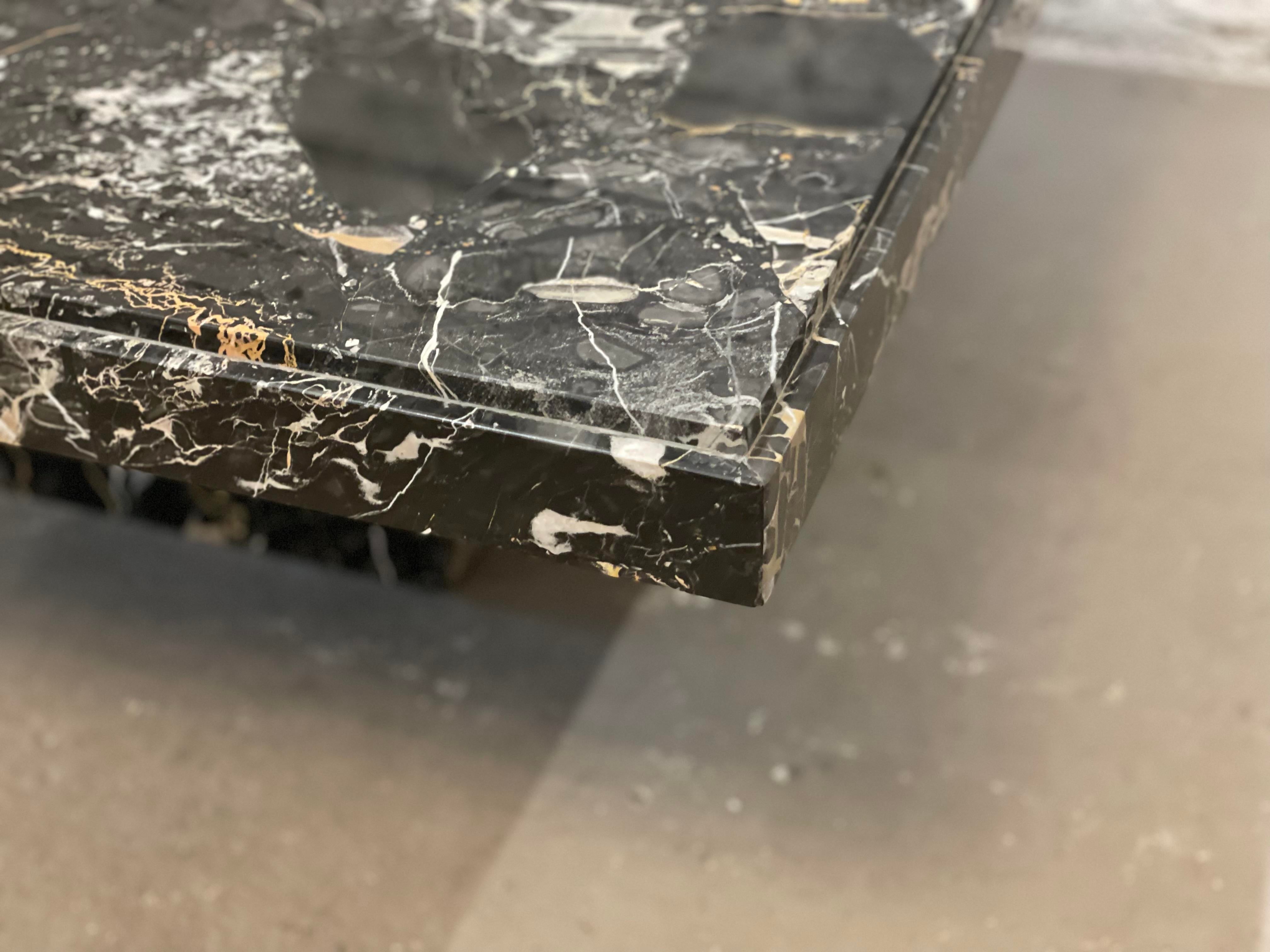 1980s Nero Portoro Italian Marble Vintage Coffee Table