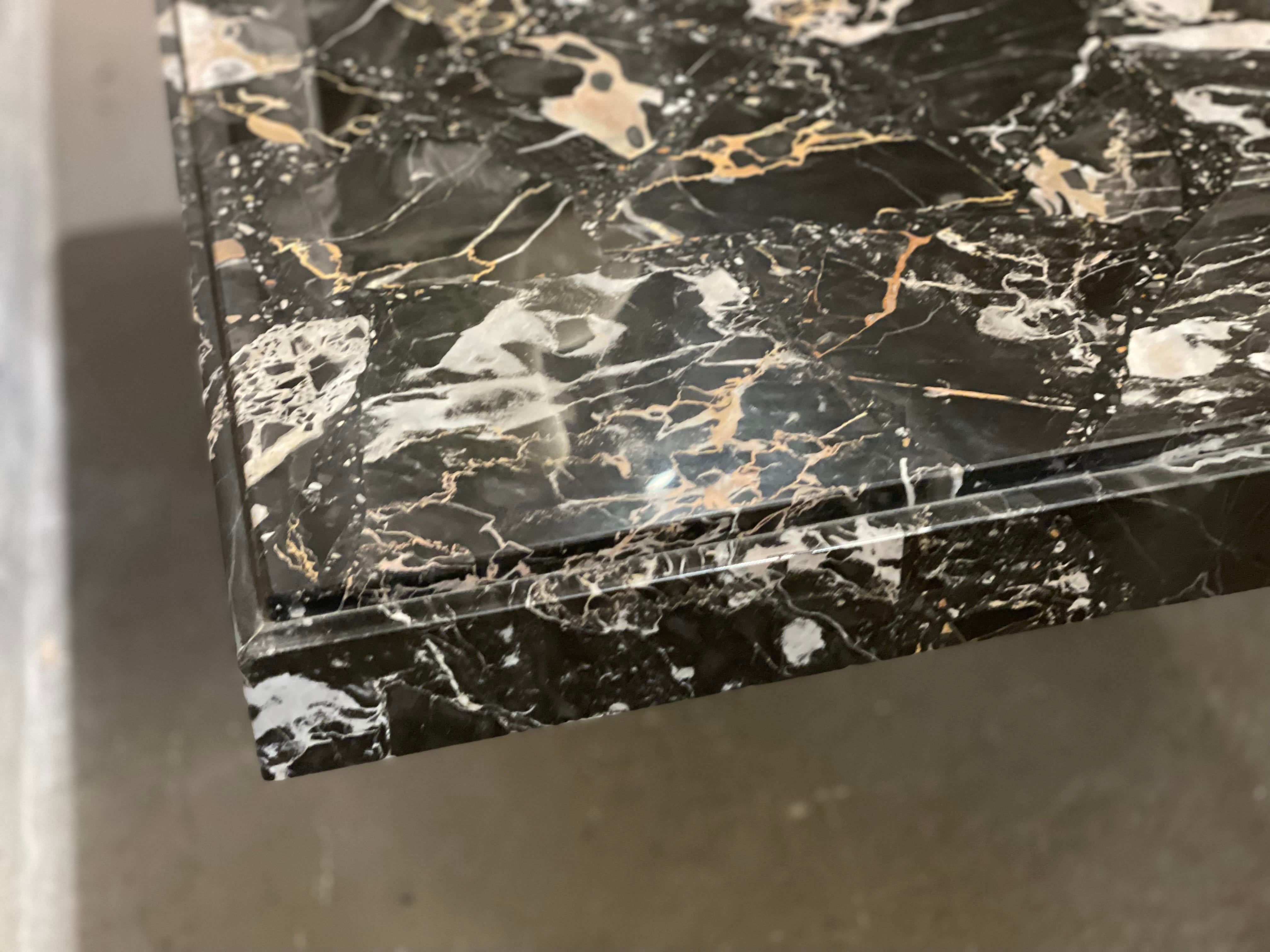 1980s Nero Portoro Italian Marble Vintage Coffee Table