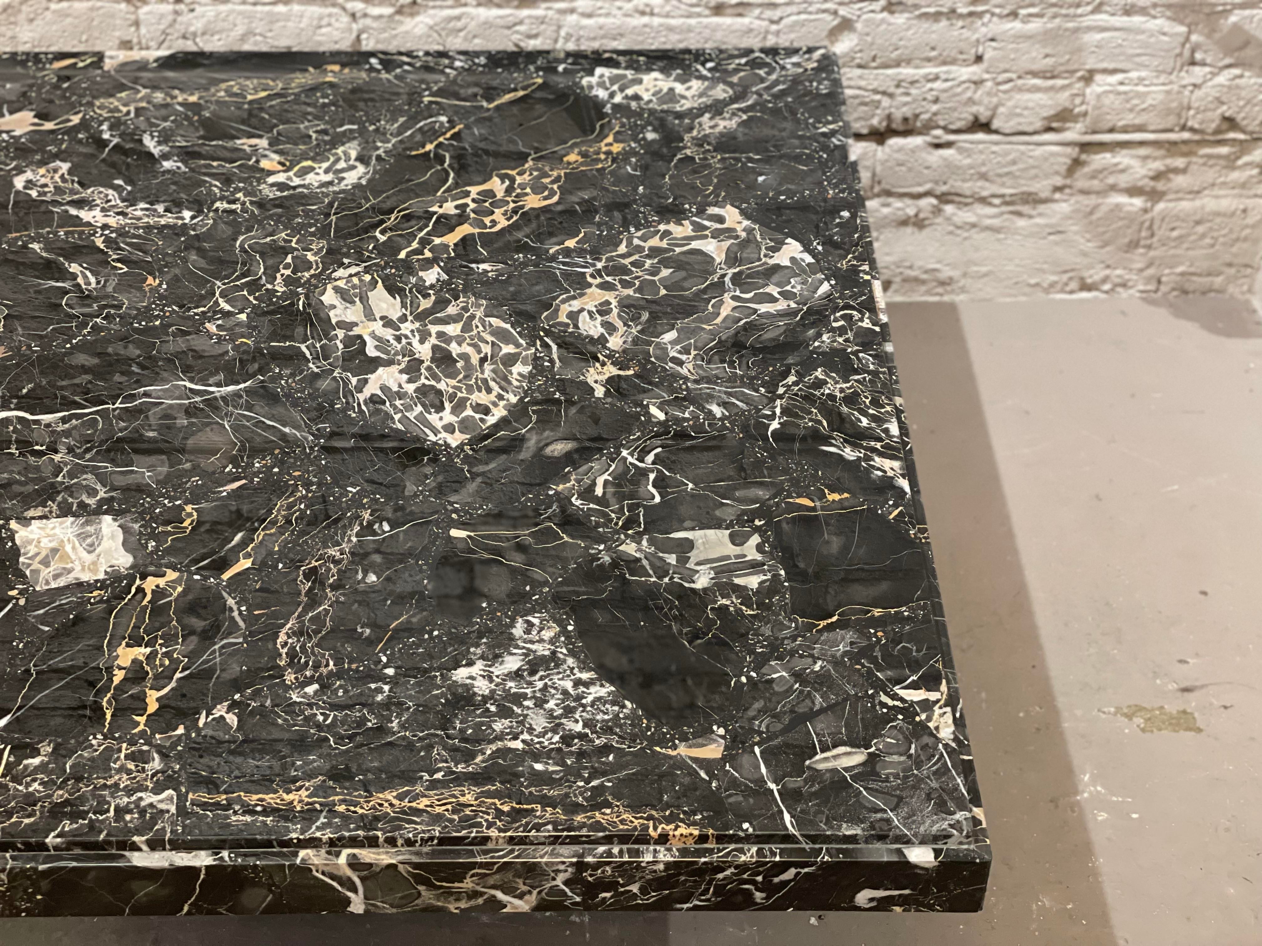 1980s Nero Portoro Italian Marble Vintage Coffee Table