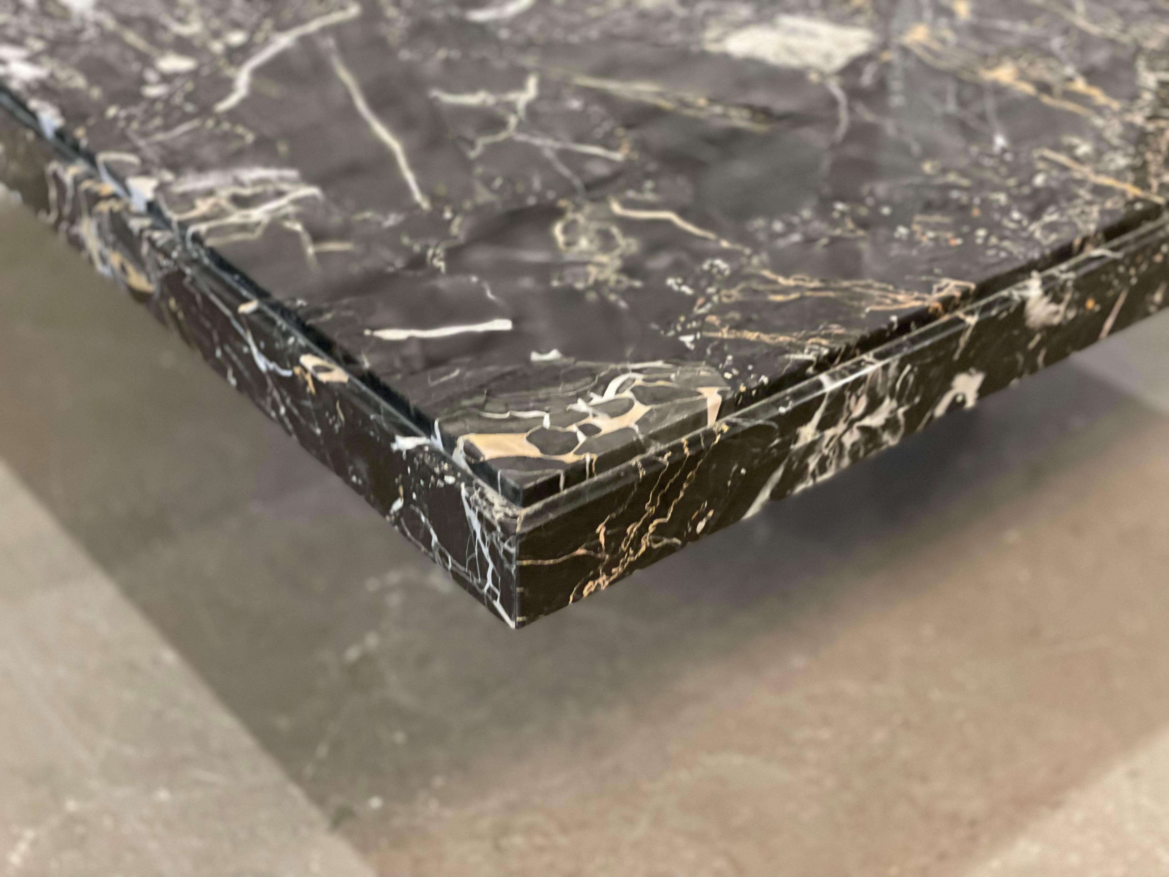 1980s Nero Portoro Italian Marble Vintage Coffee Table