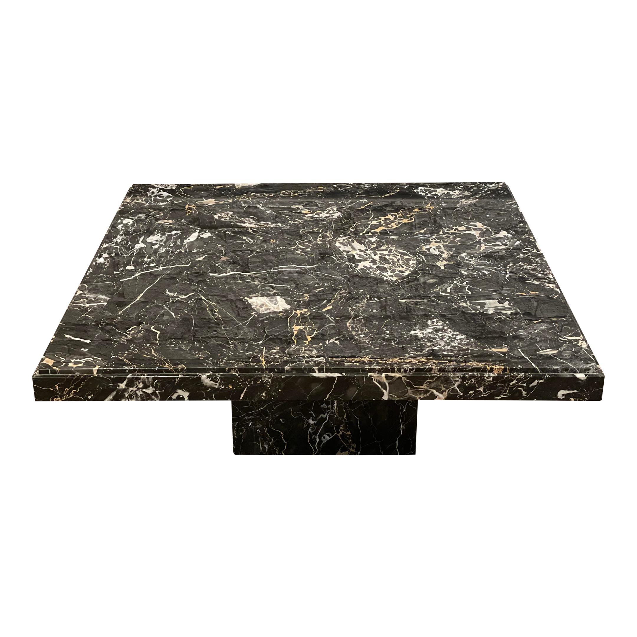 1980s Nero Portoro Italian Marble Vintage Coffee Table