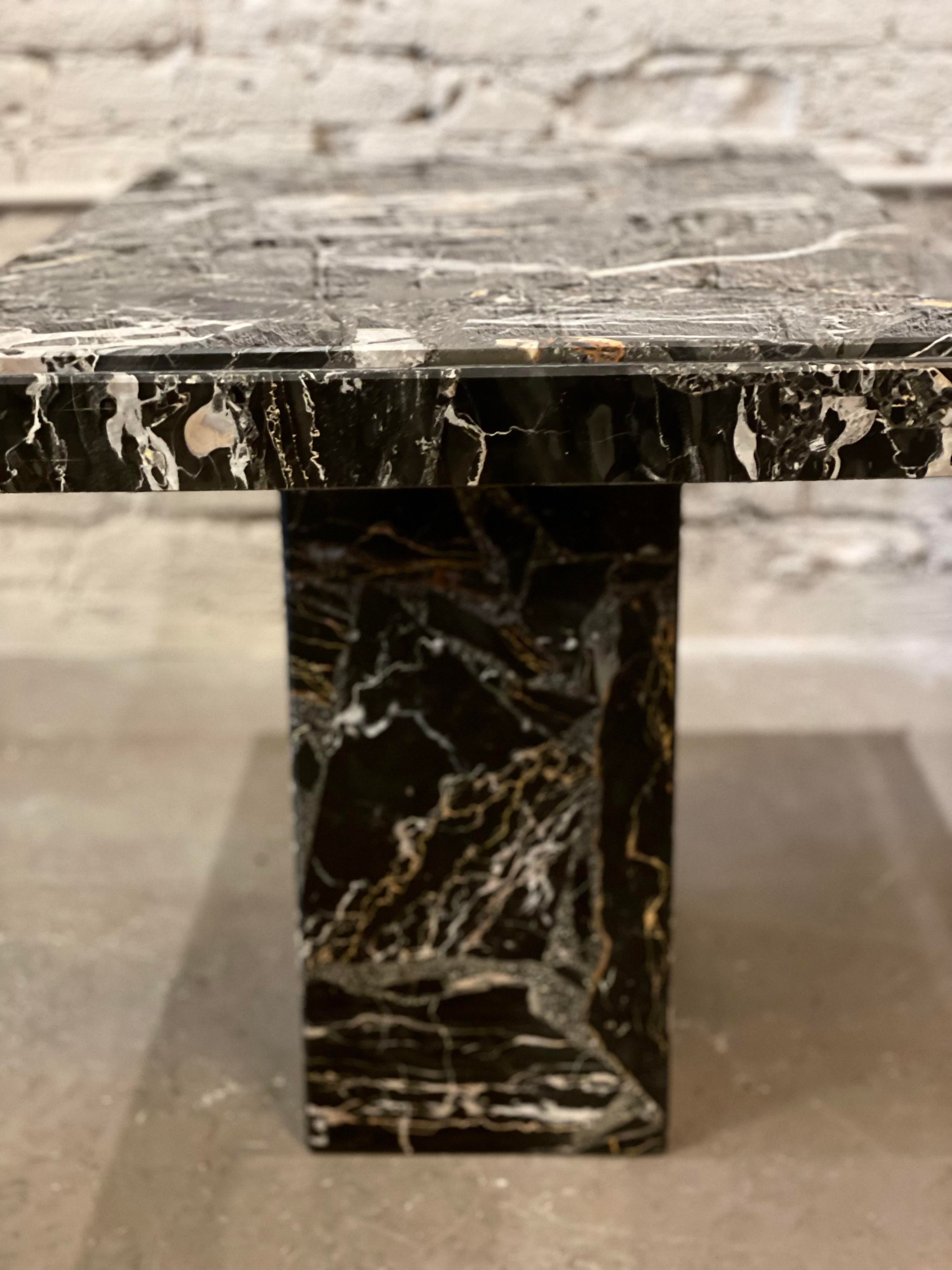 1980s Nero Portoro Marble Vintage Side Tables - a Pair