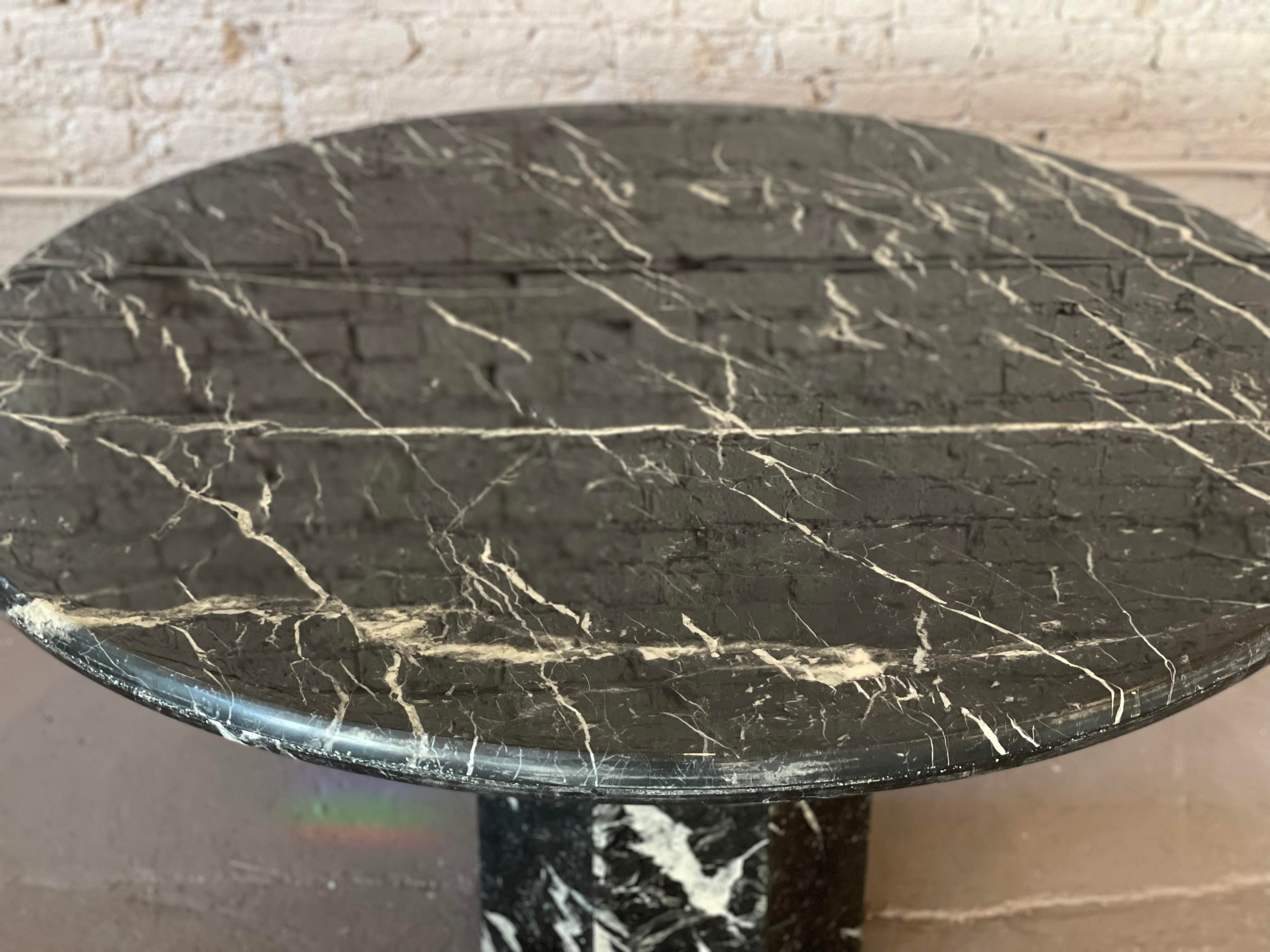 1980s Postmodern Black Nero Marquina Dining Table