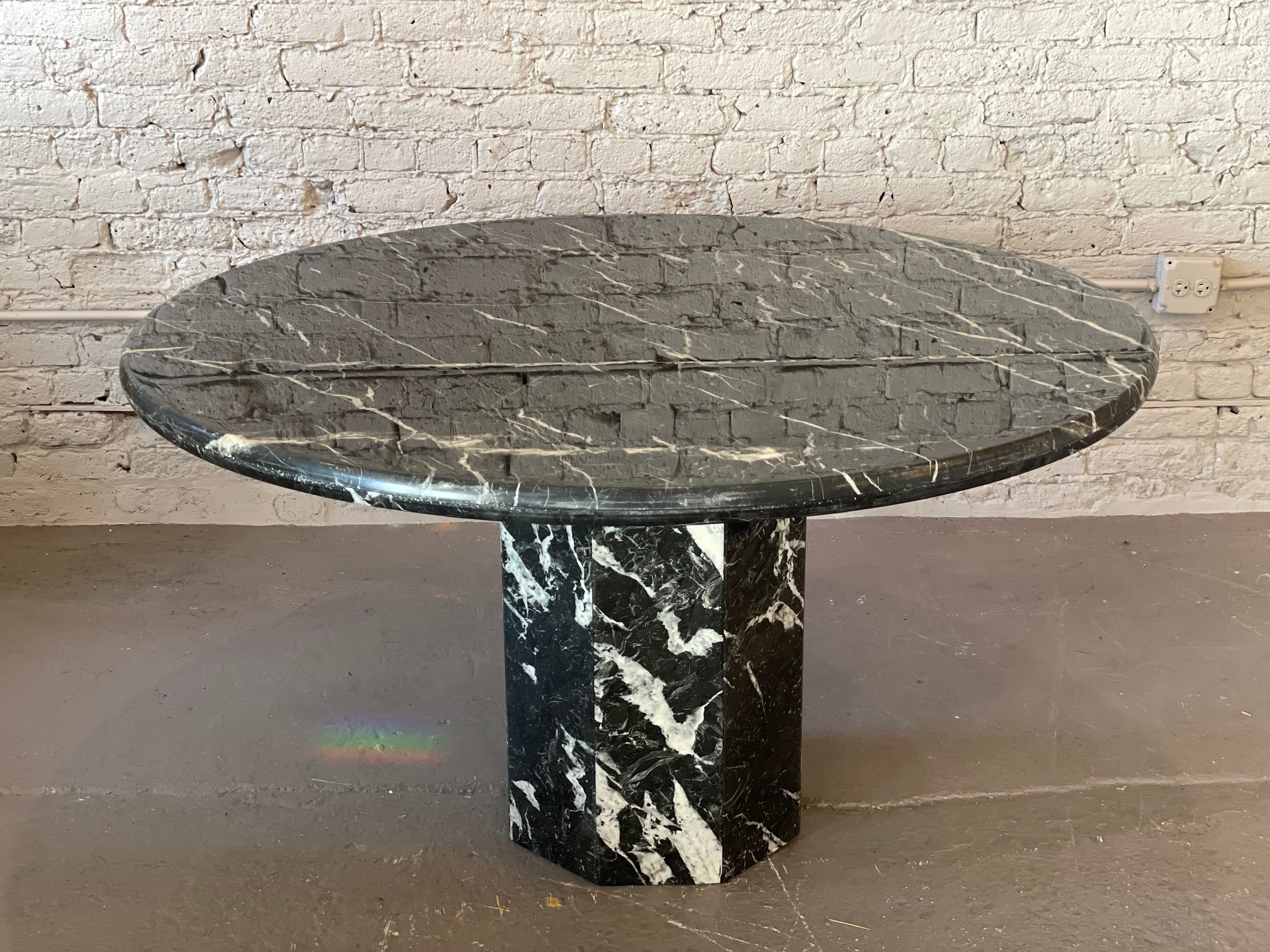 1980s Postmodern Black Nero Marquina Dining Table