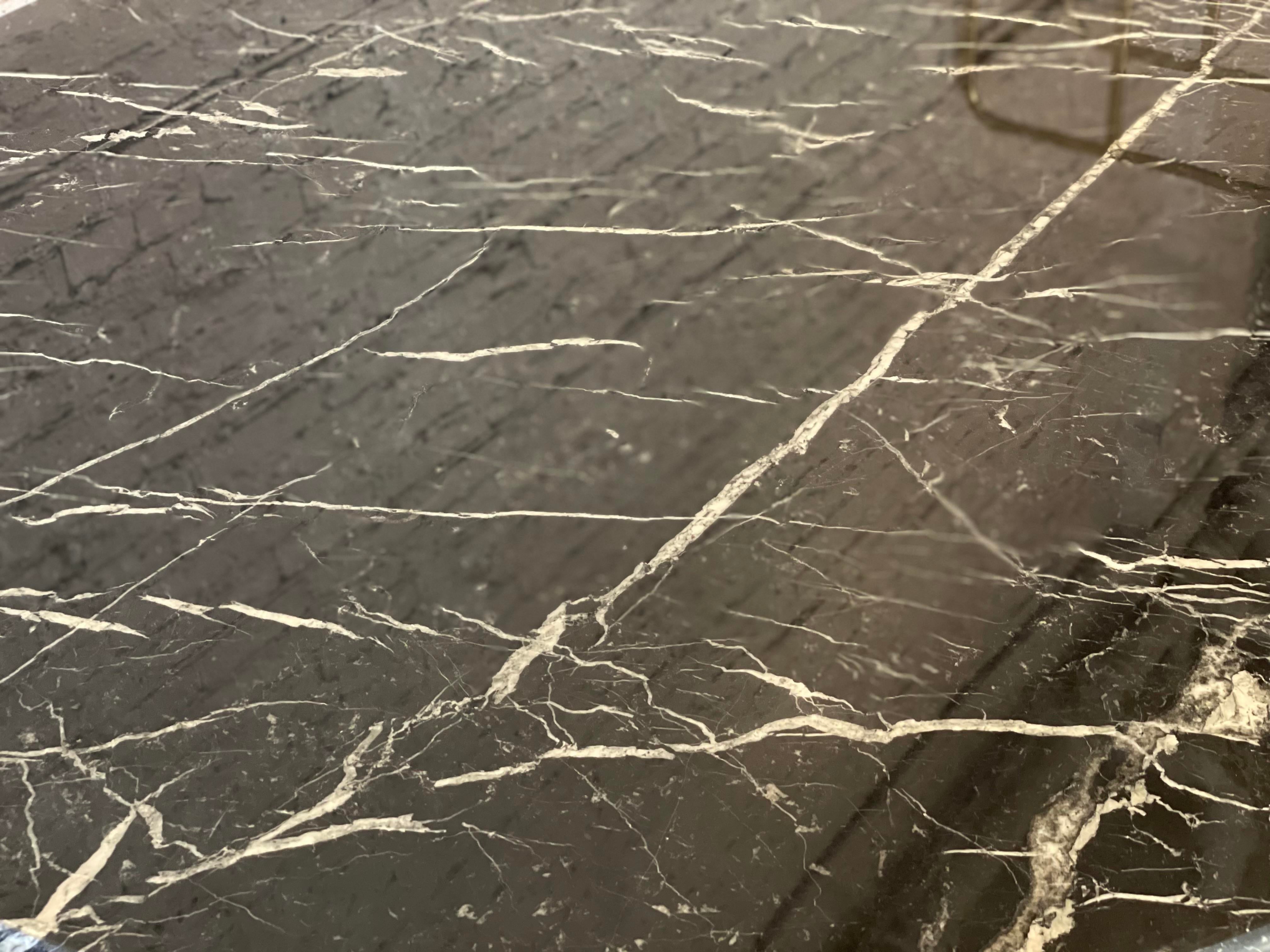 1980s Postmodern Black Nero Marquina Dining Table