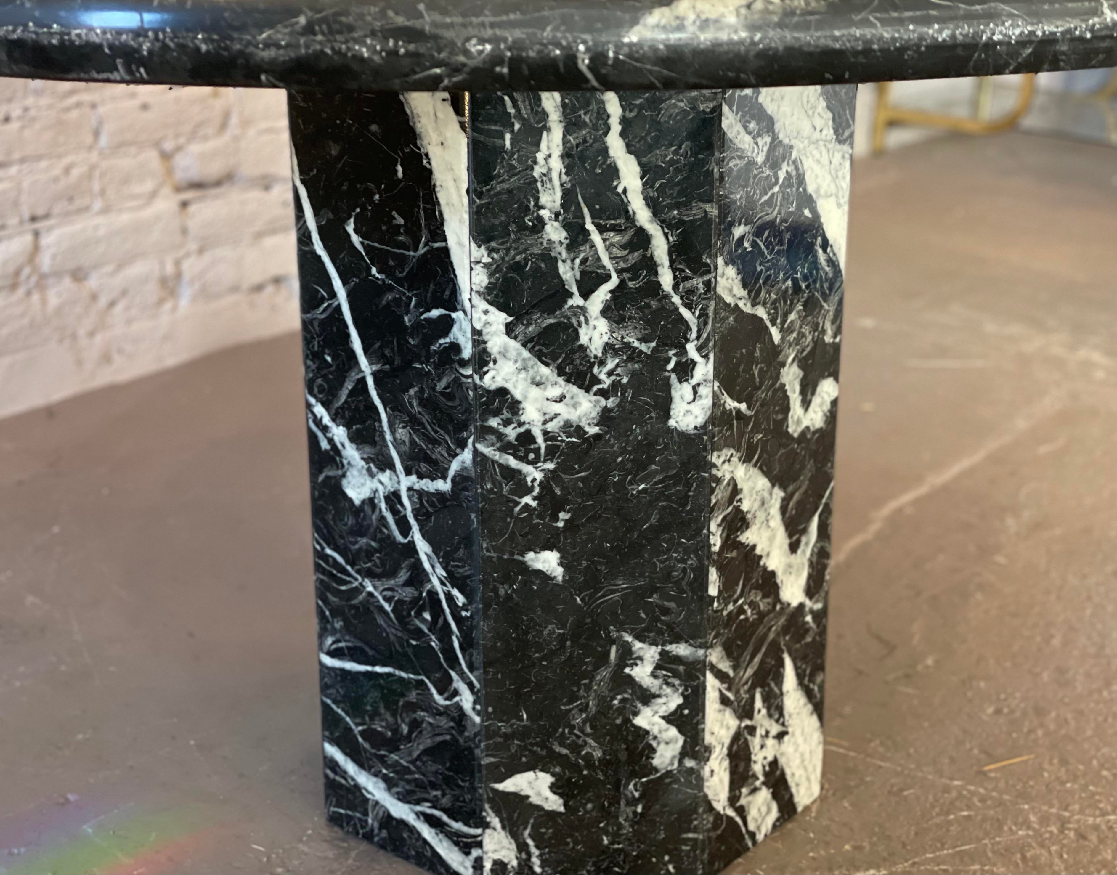 1980s Postmodern Black Nero Marquina Dining Table