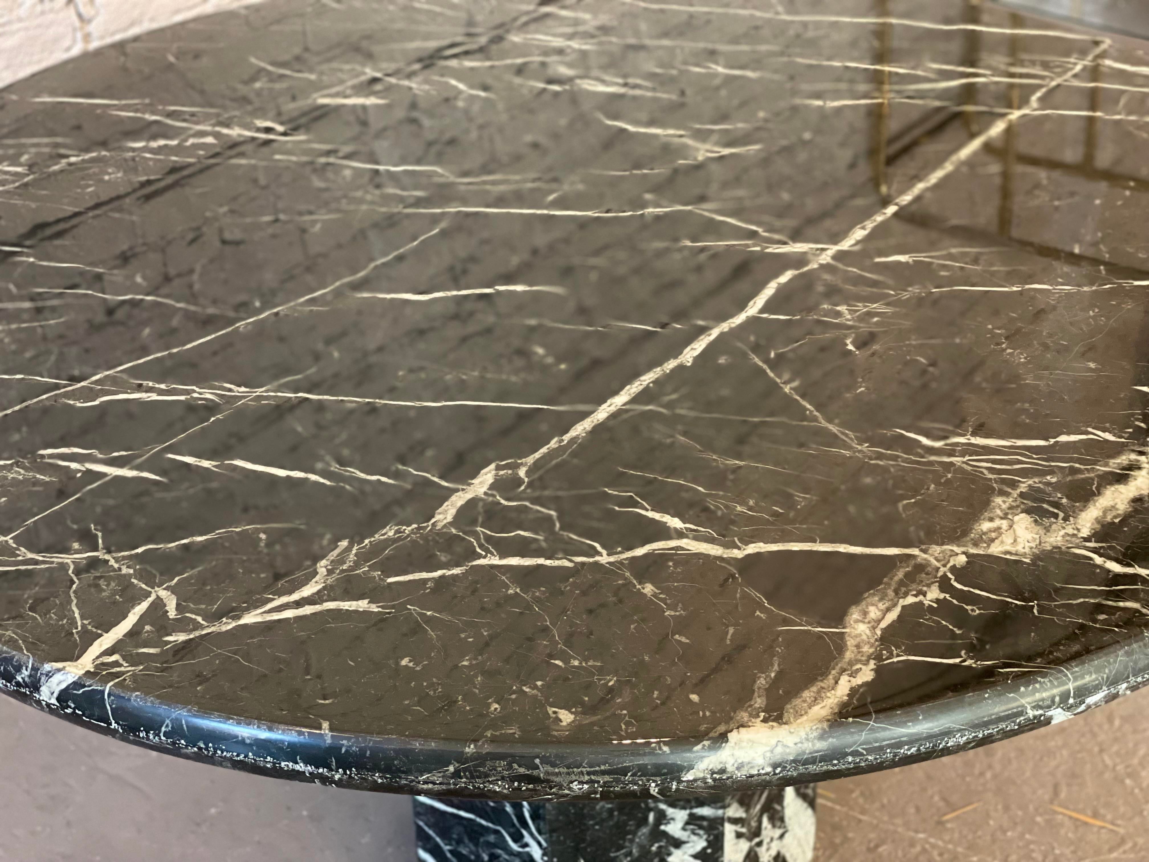 1980s Postmodern Black Nero Marquina Dining Table