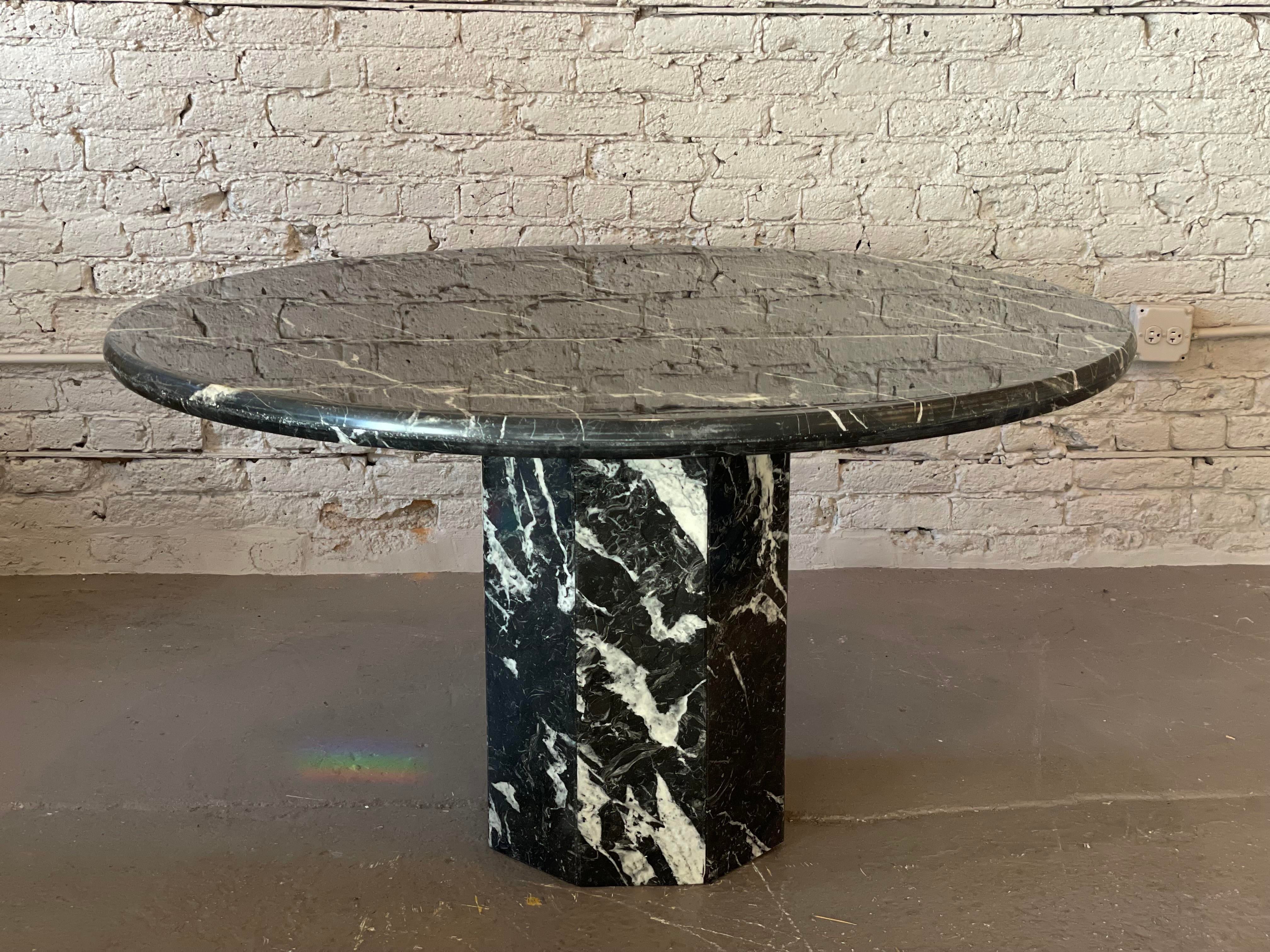 1980s Postmodern Black Nero Marquina Dining Table