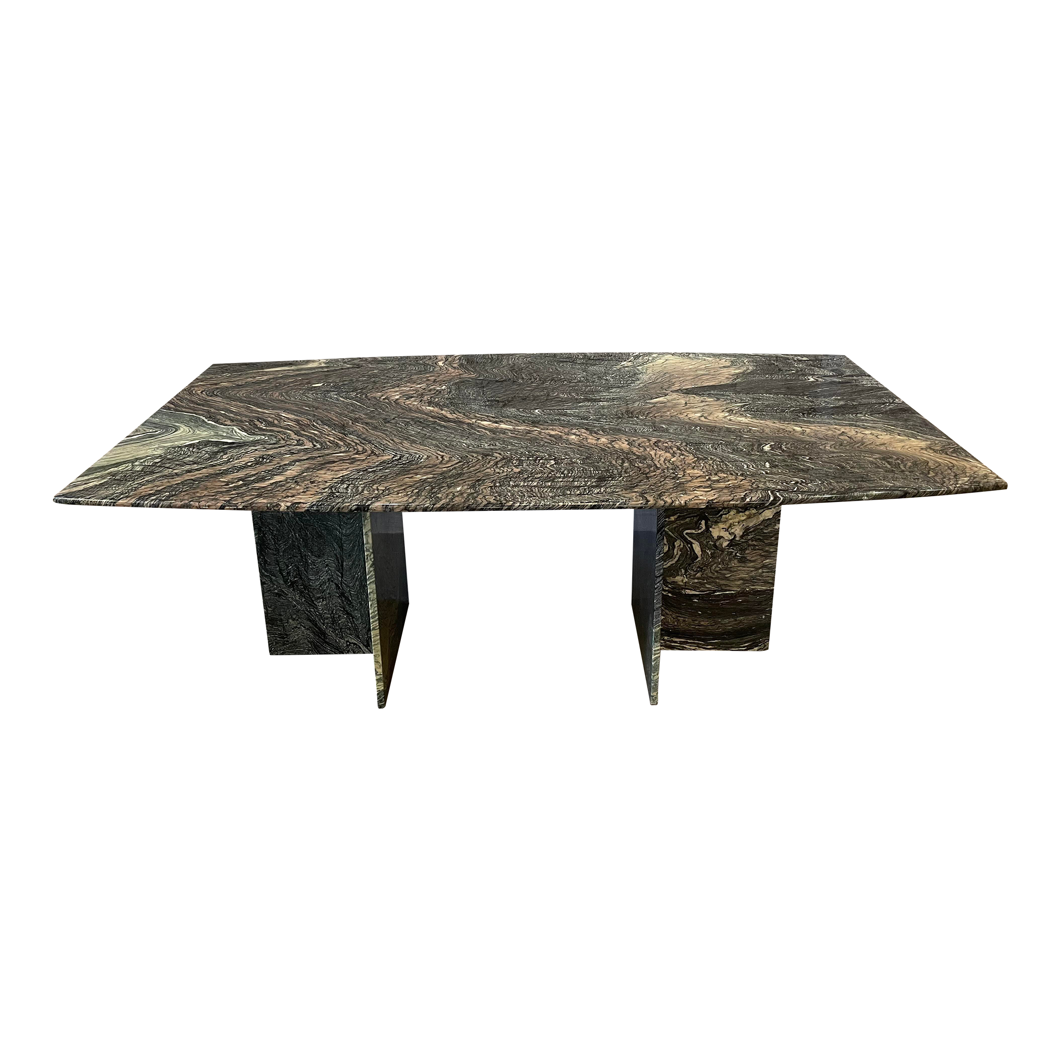 1980s Postmodern Cipollino Ondulato Dining Table