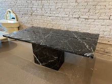 Load image into Gallery viewer, 1980s Postmodern Vintage Nero Marquina Black Marble Dining Table with Scalloped Edge
