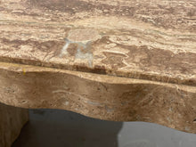 Load image into Gallery viewer, 1980s Postmodern Walnut Travertine Dining Table With Scalloped Edge
