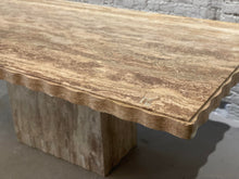 Load image into Gallery viewer, 1980s Postmodern Walnut Travertine Dining Table With Scalloped Edge
