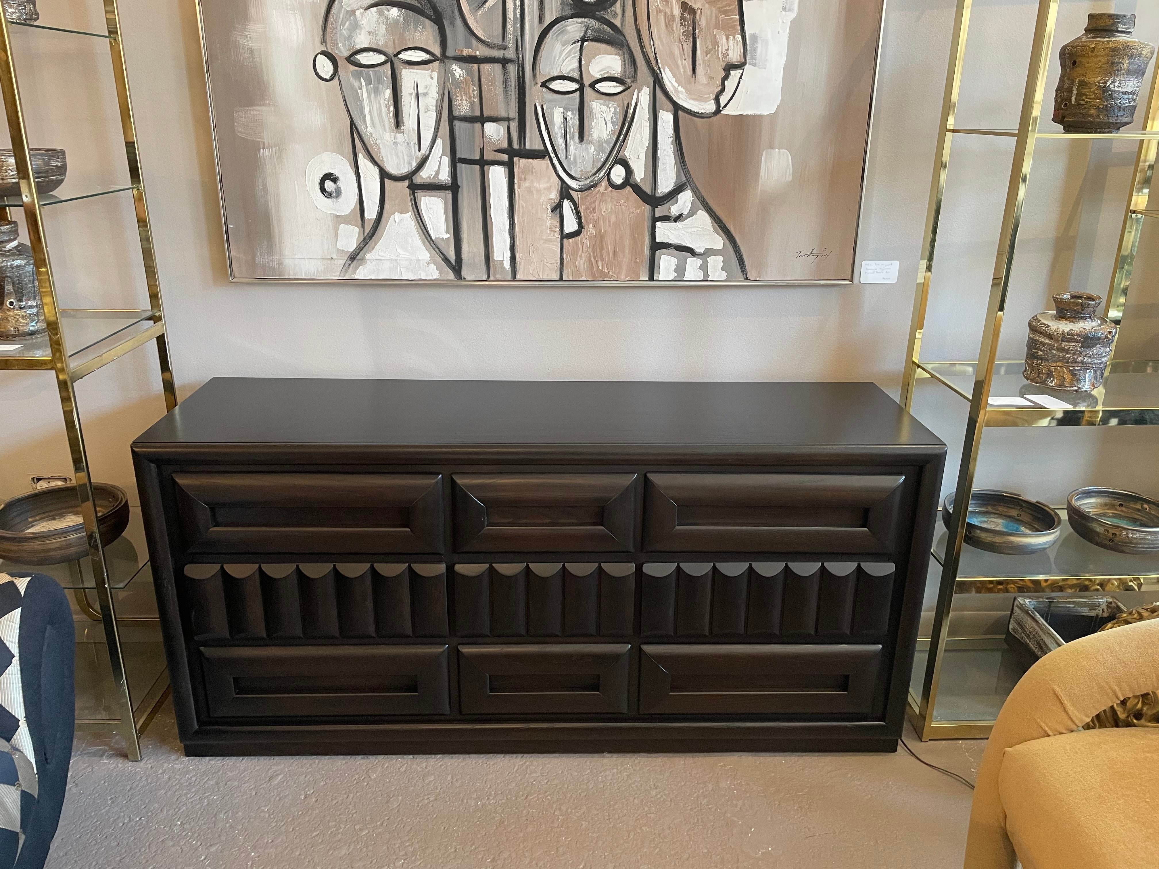 1980s Vintage Brutalist Dresser Credenza