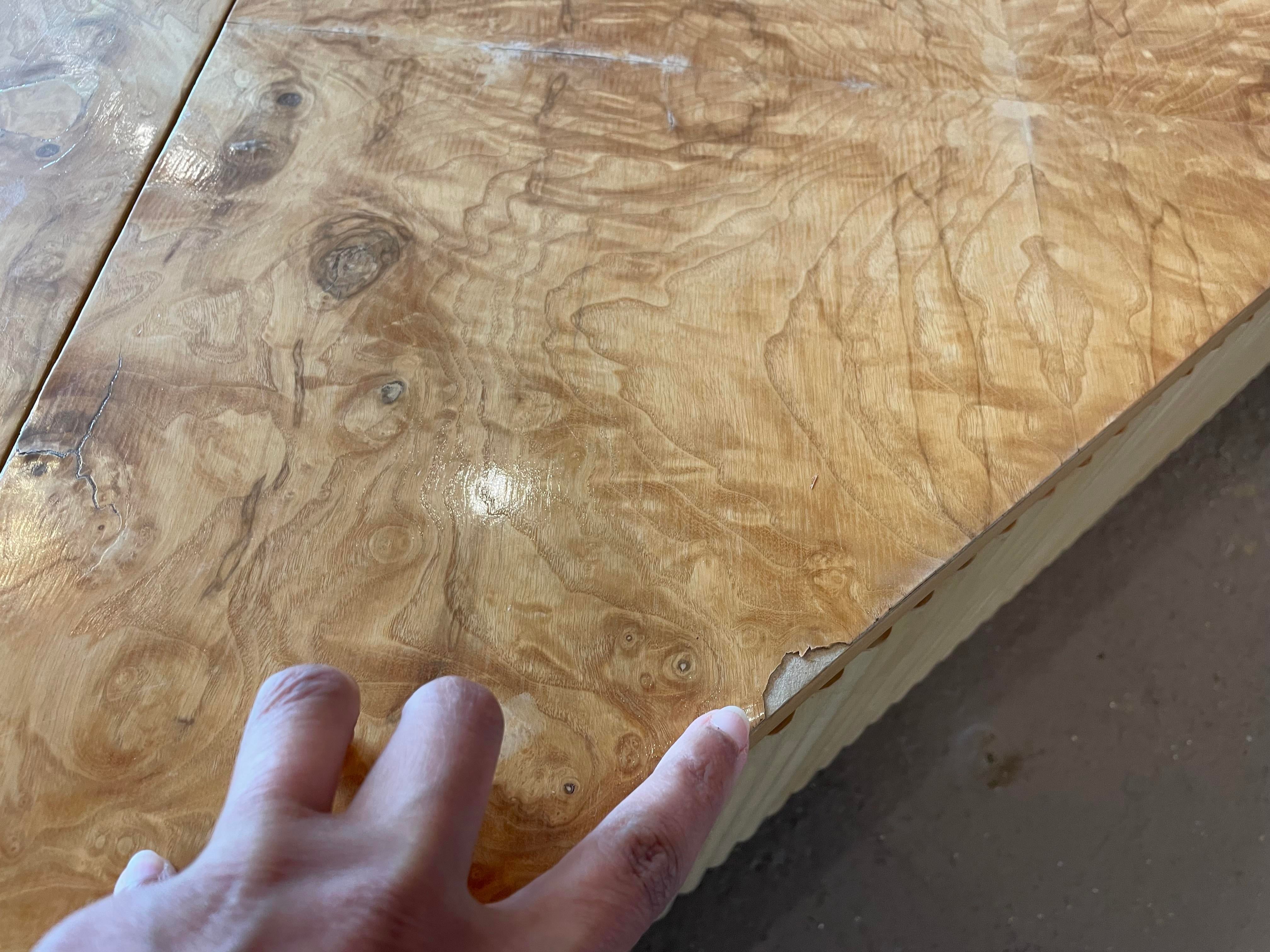 1980s Vintage Custom Made Big Bamboo and Burled Wood Coffee Table