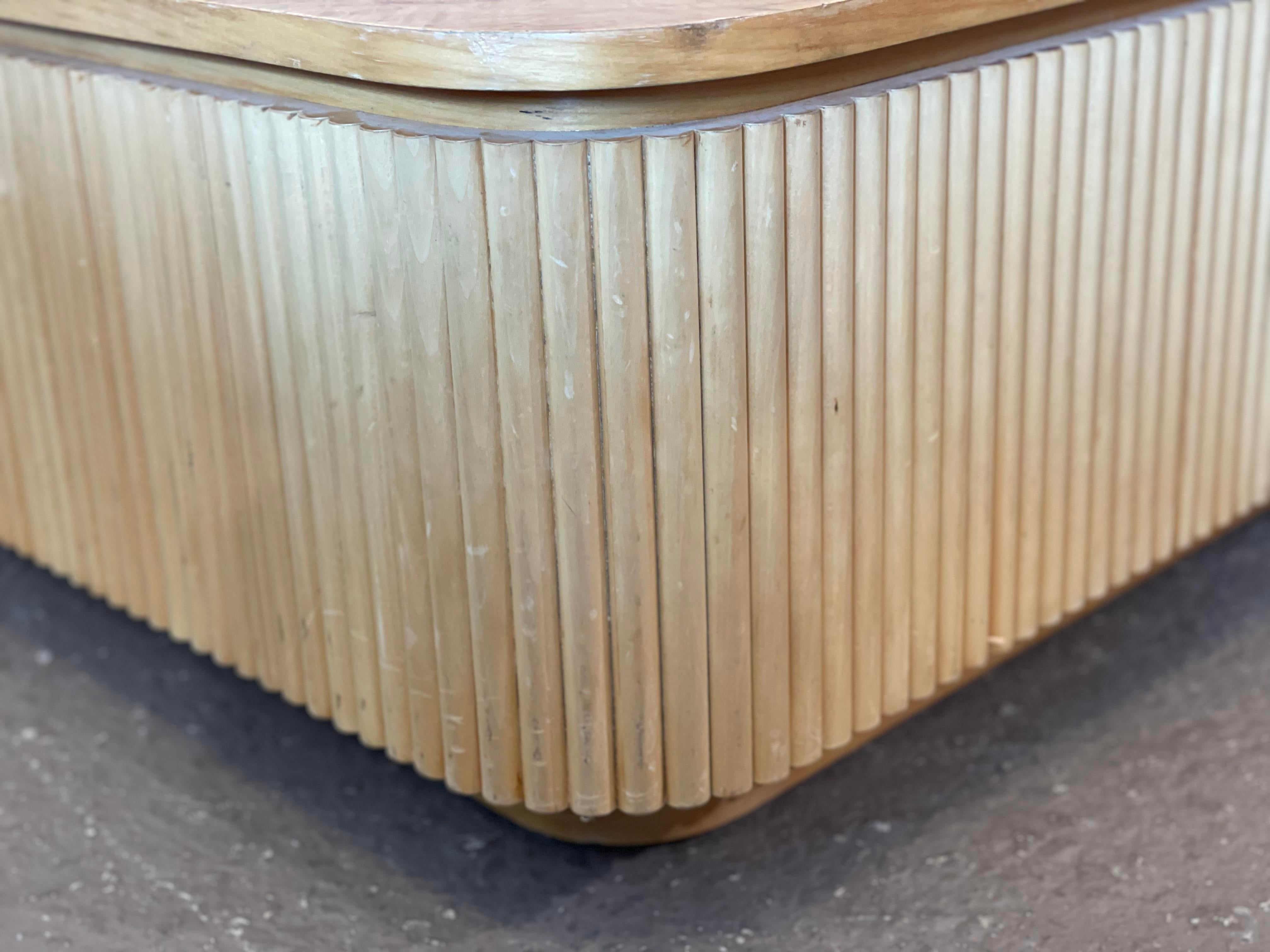 1980s Vintage Custom Made Big Bamboo and Burled Wood Coffee Table