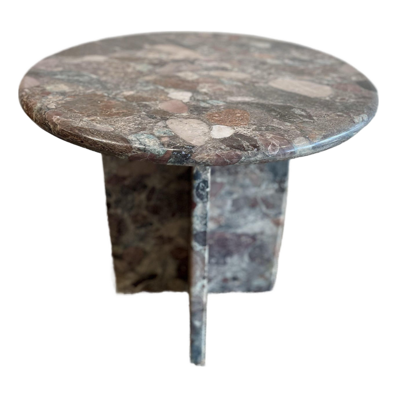 1980s Vintage Custom Rosa Marinace Granite Stone Side Table