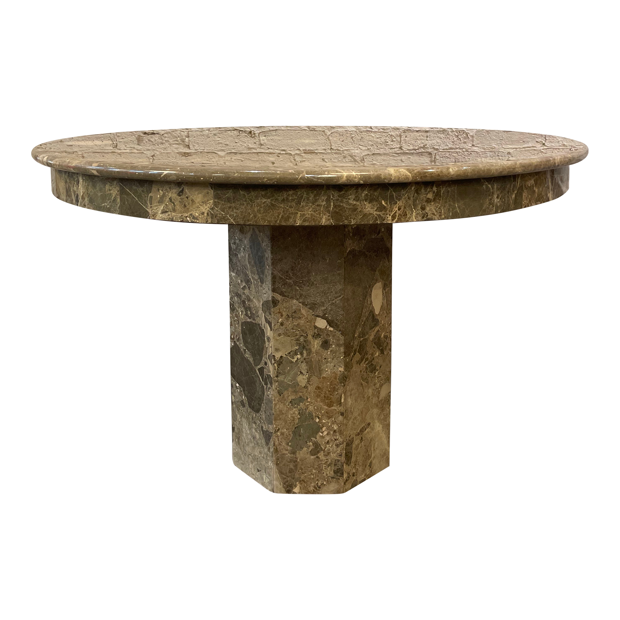 1980s Vintage Emperador Italian Marble Entry Dining Table