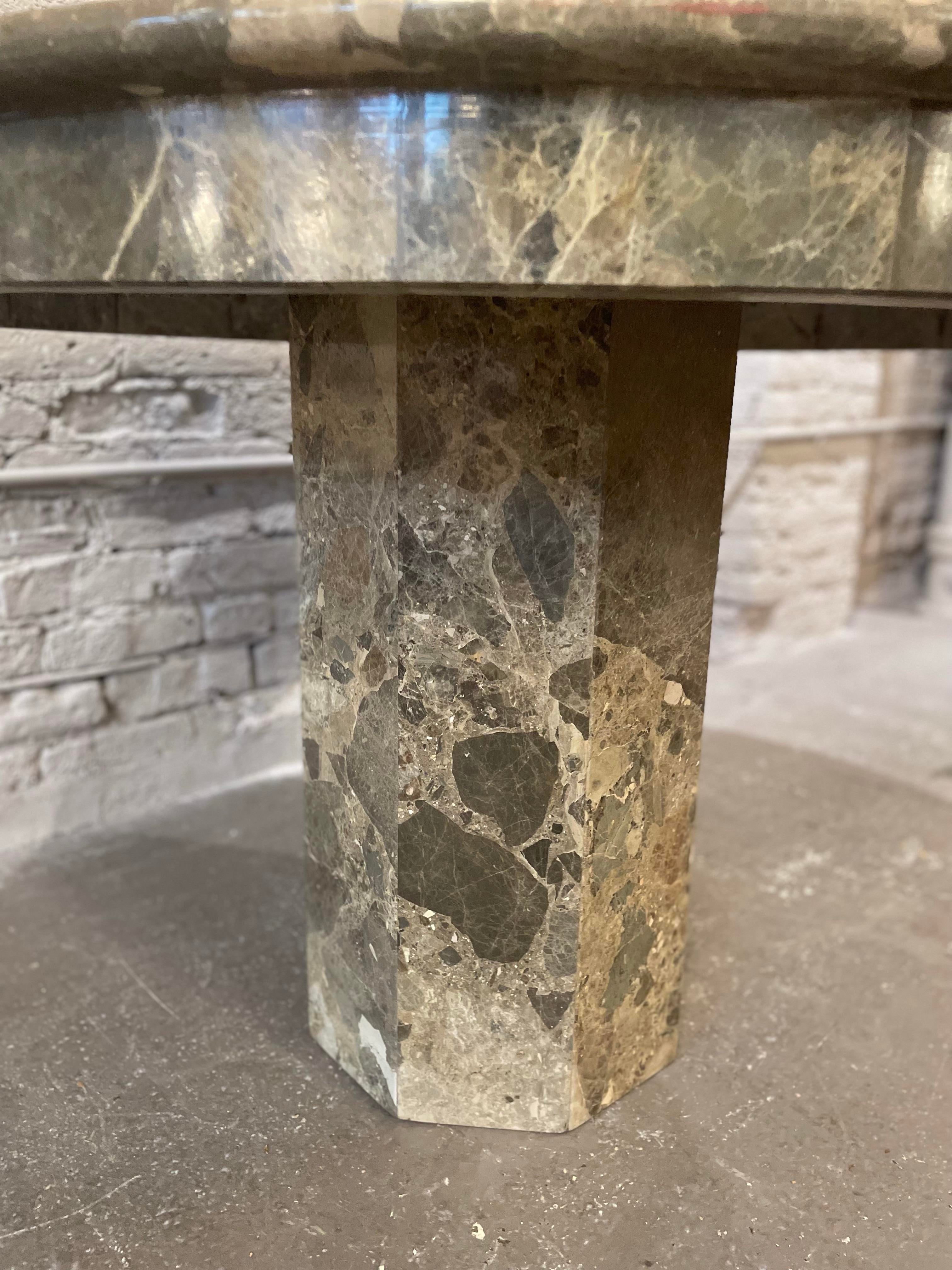1980s Vintage Emperador Italian Marble Entry Dining Table