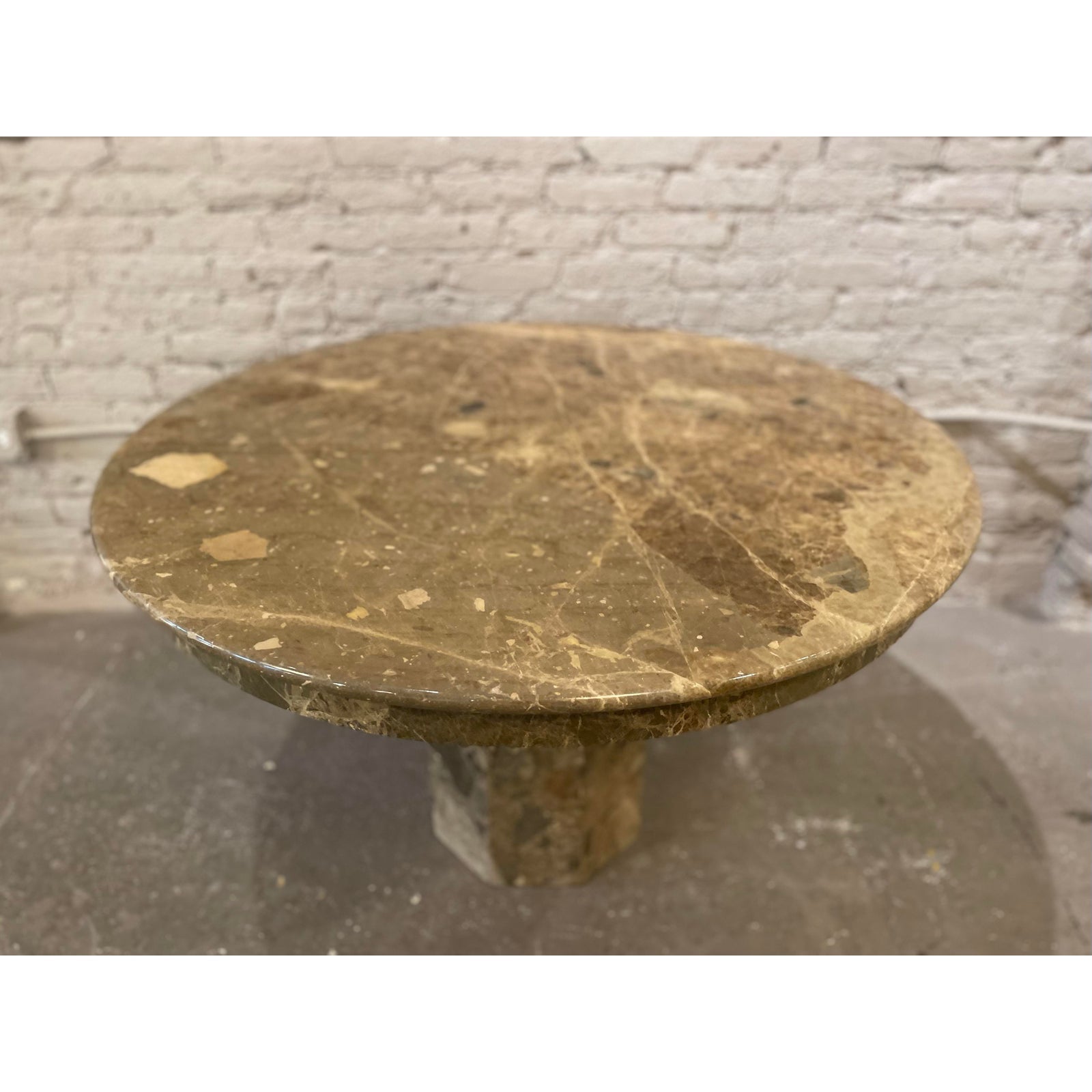1980s Vintage Emperador Italian Marble Entry Dining Table