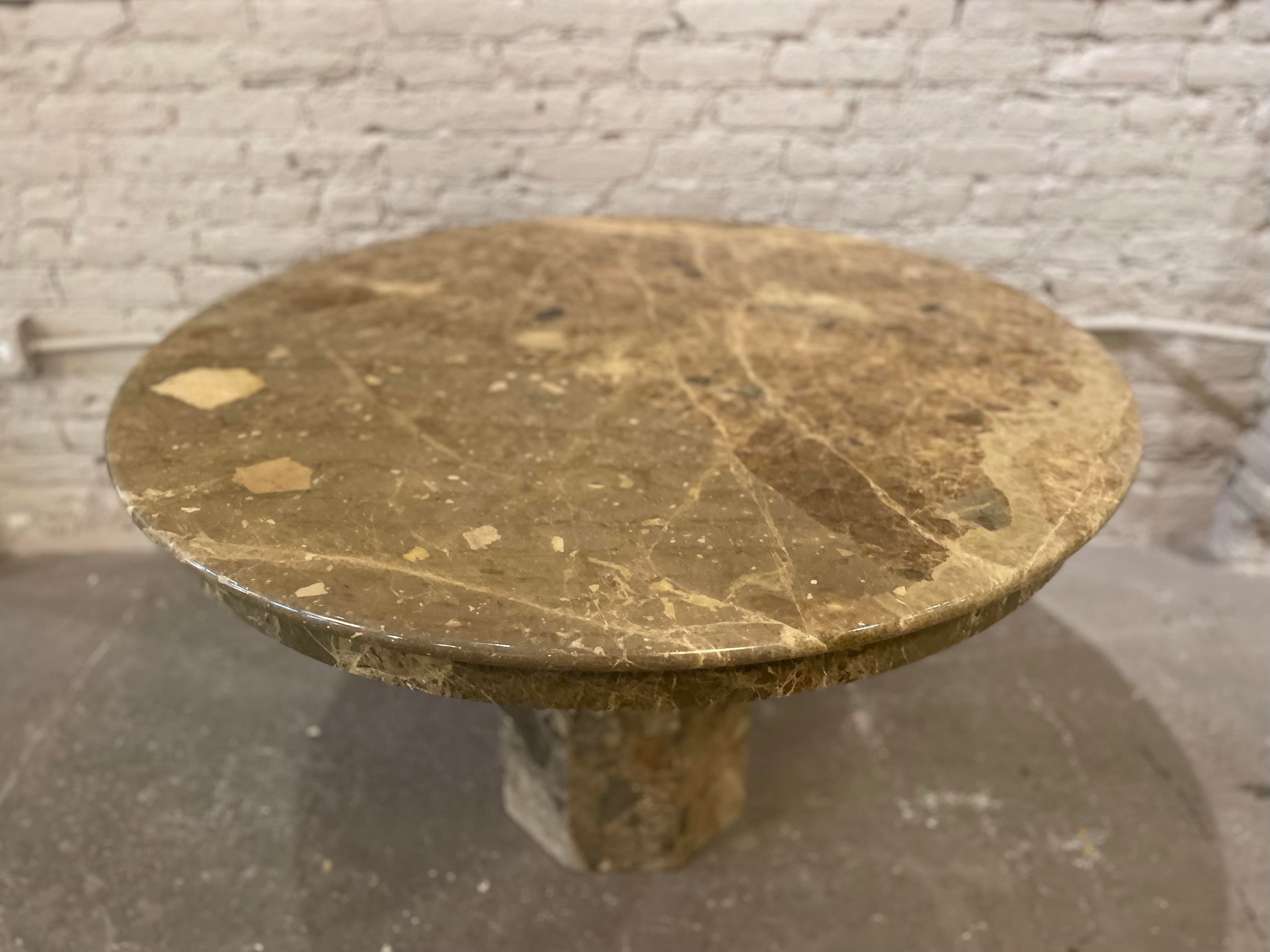 1980s Vintage Emperador Italian Marble Entry Dining Table