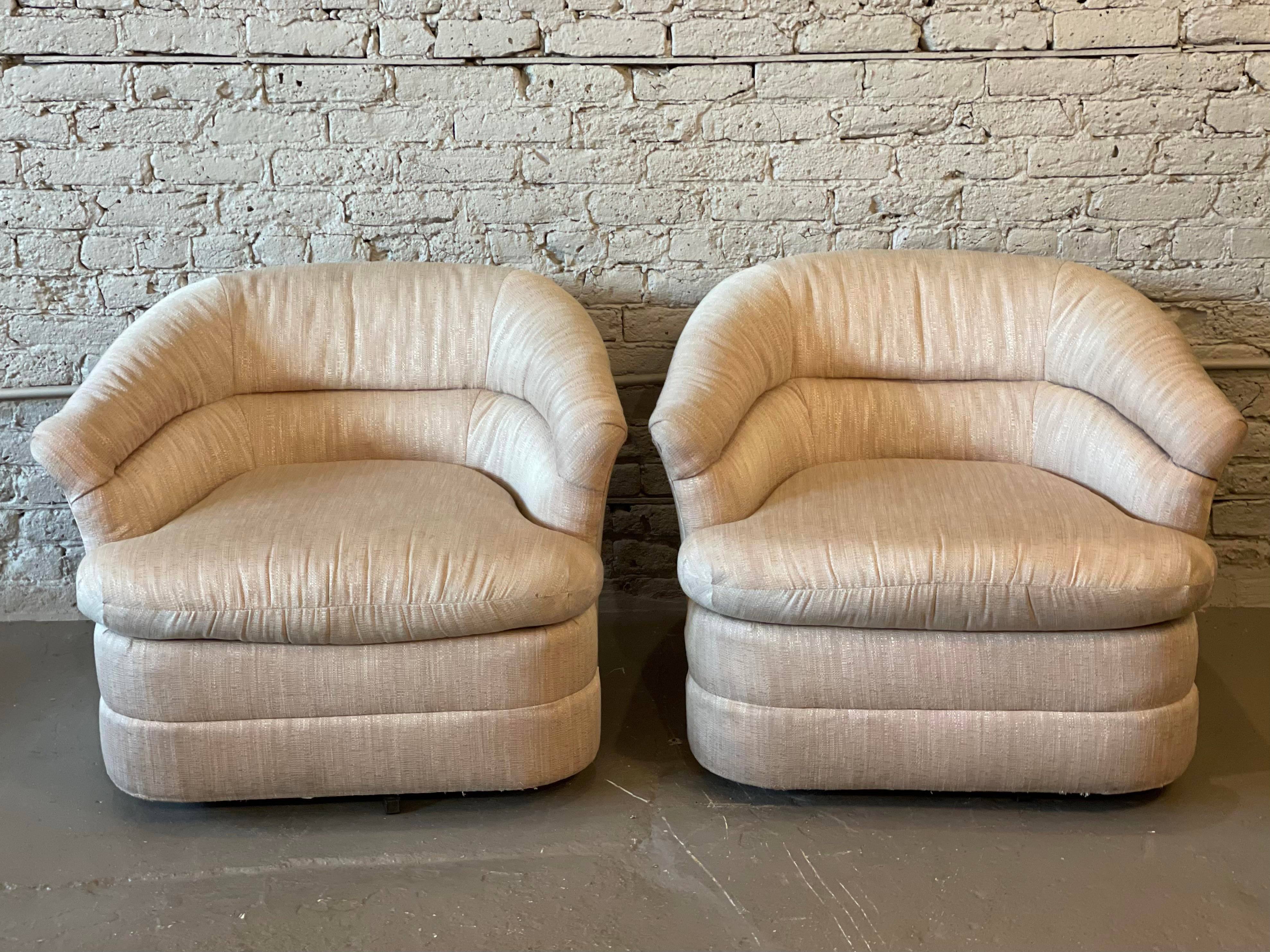1980s Vintage Flexsteel Swivel (360) Chairs - a Pair