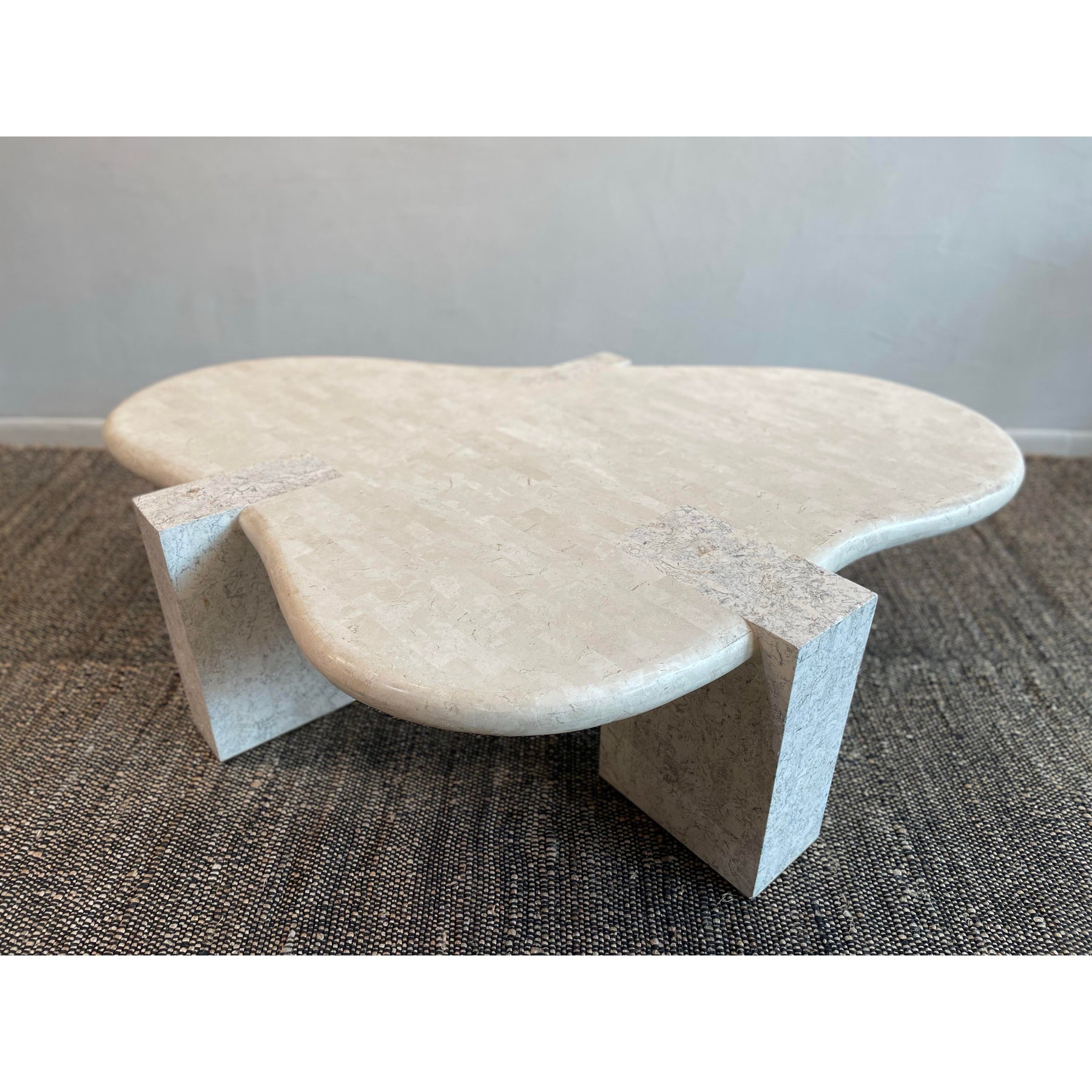 1980s Vintage in the Manner of Maitland Smith Biomorphic Tessellated Stone Coffee Table
