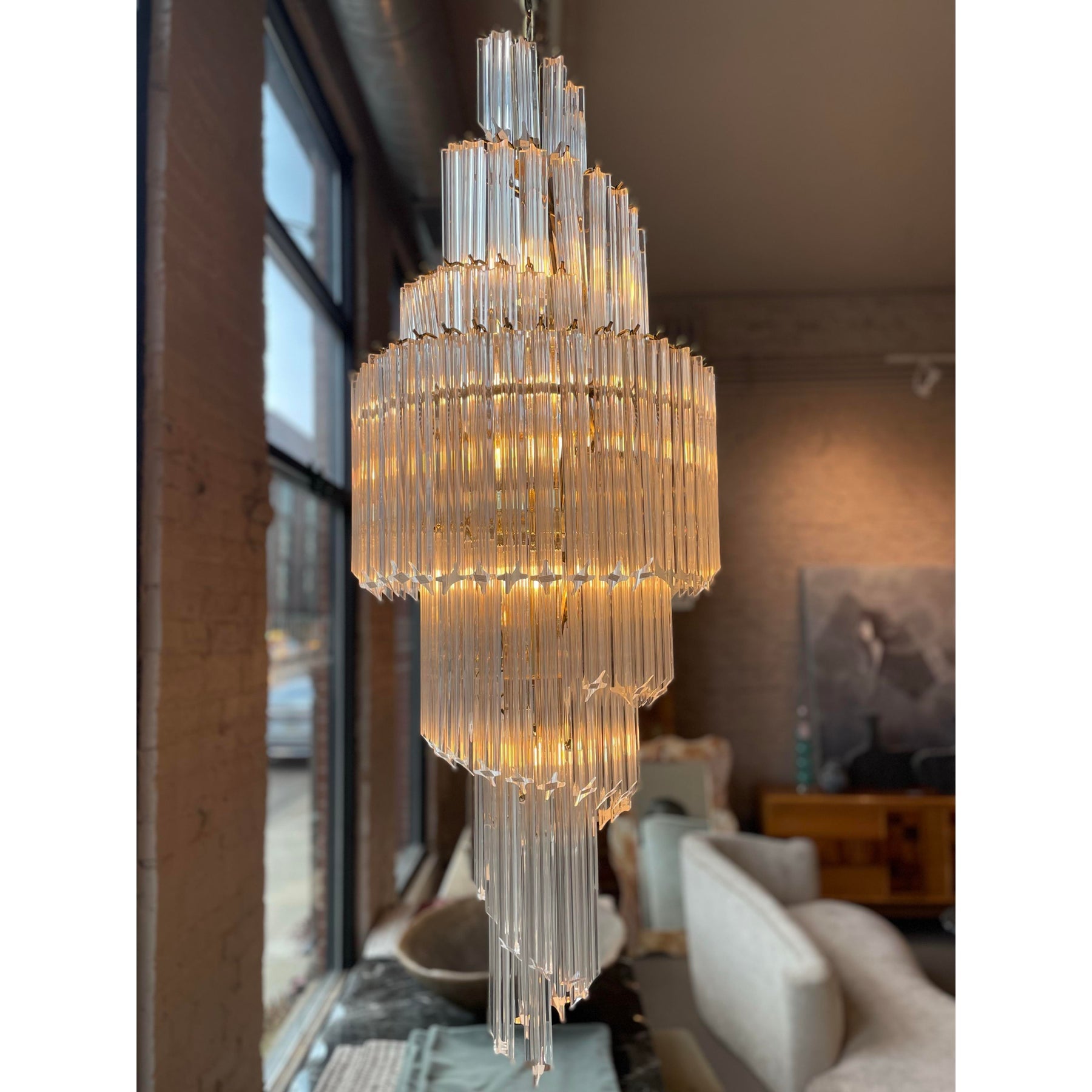 1980s Vintage Lucite Spiral Chandelier