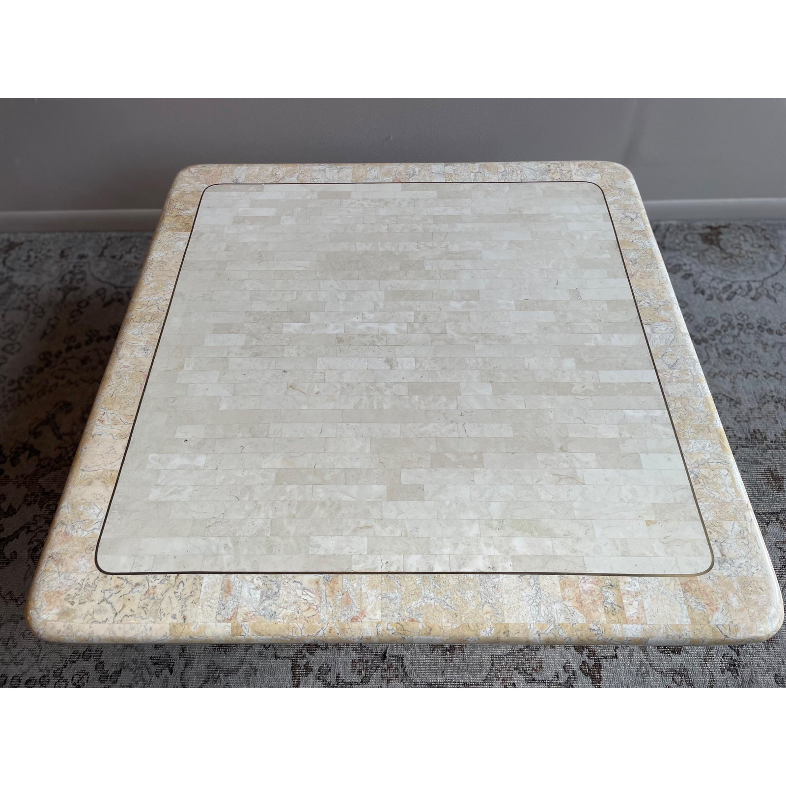 1980s Vintage Maitland Smith Tessellated Stone Coffee Table Postmodern