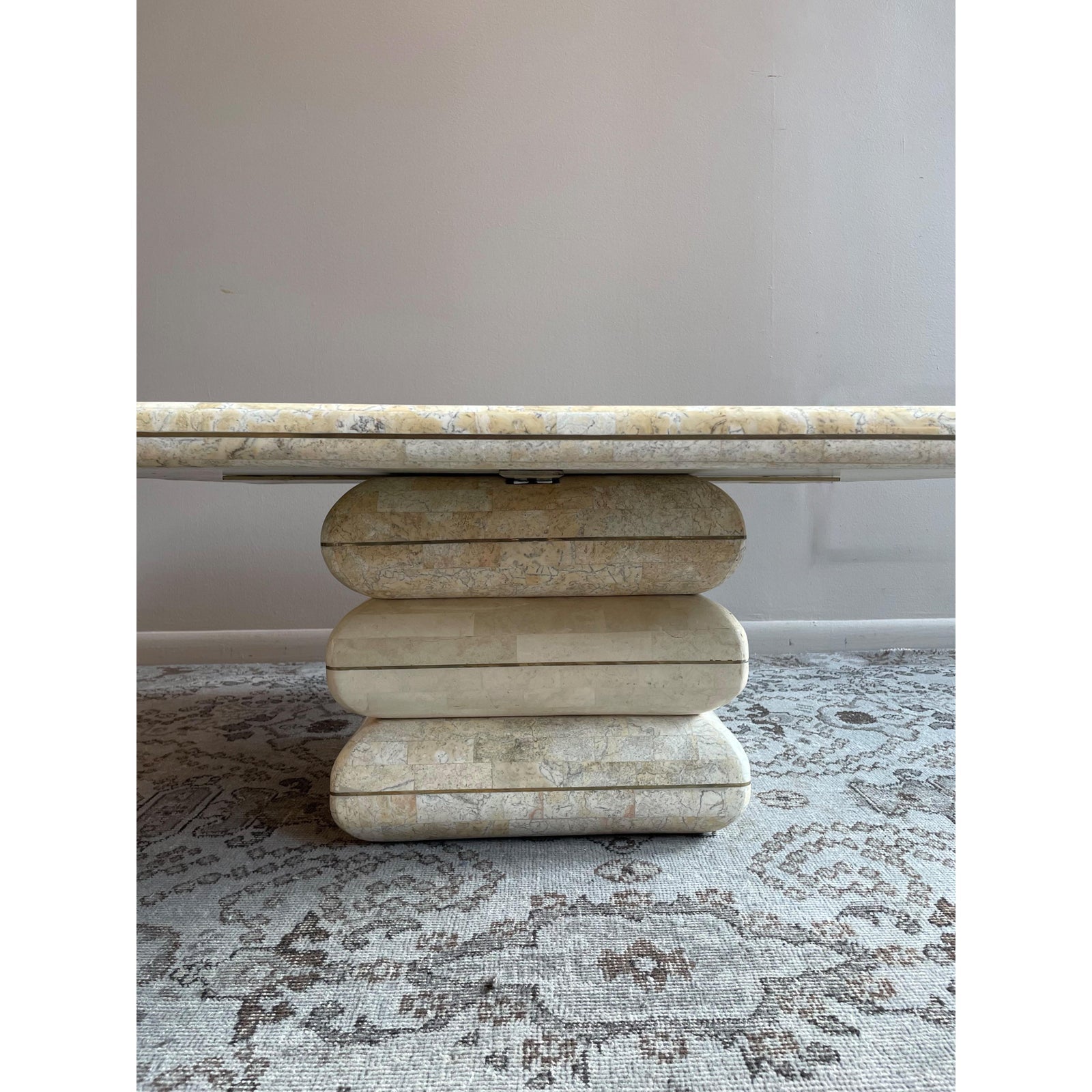 1980s Vintage Maitland Smith Tessellated Stone Coffee Table Postmodern
