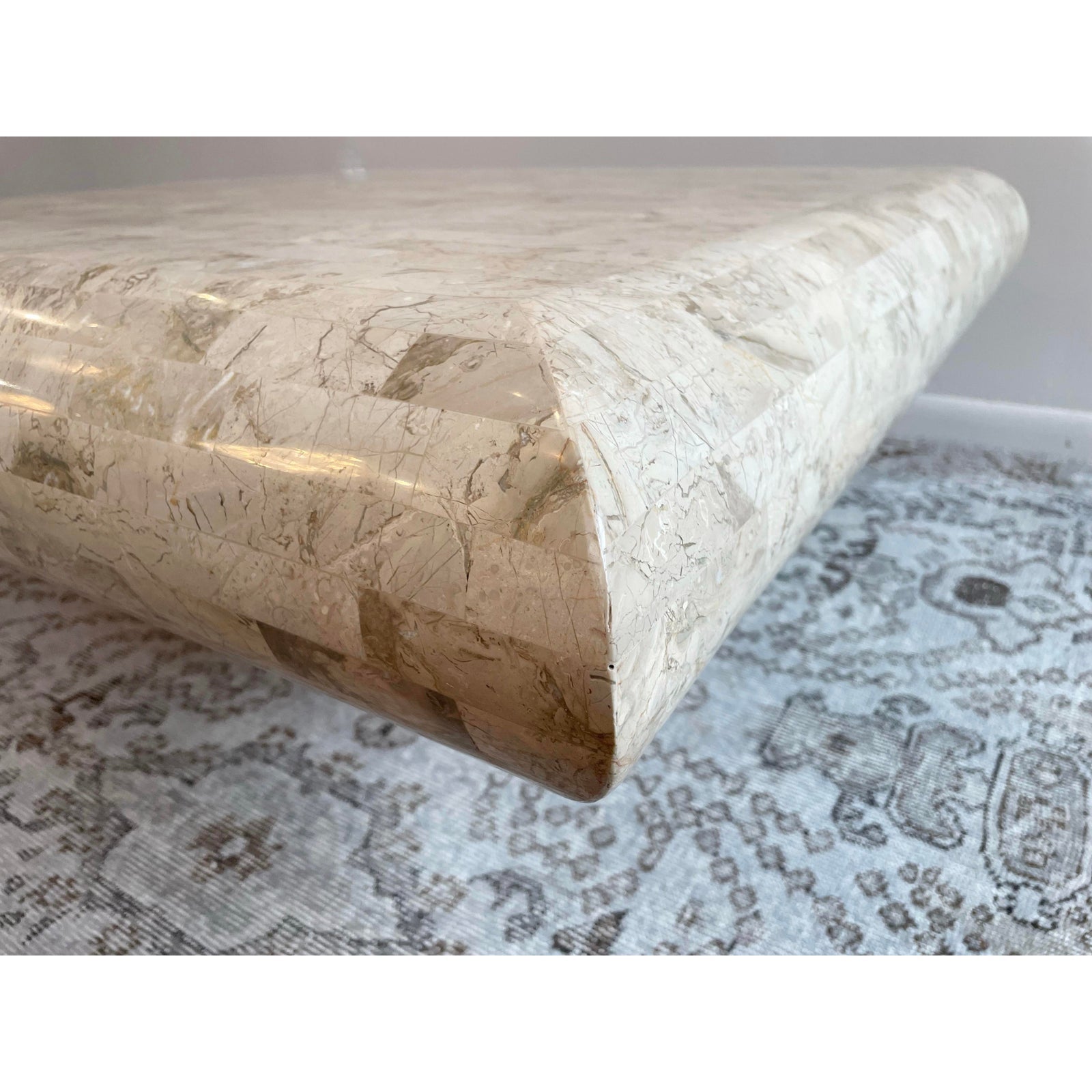 1980s Vintage Maitland Smith Tessellated Stone Coffee Table Postmodern