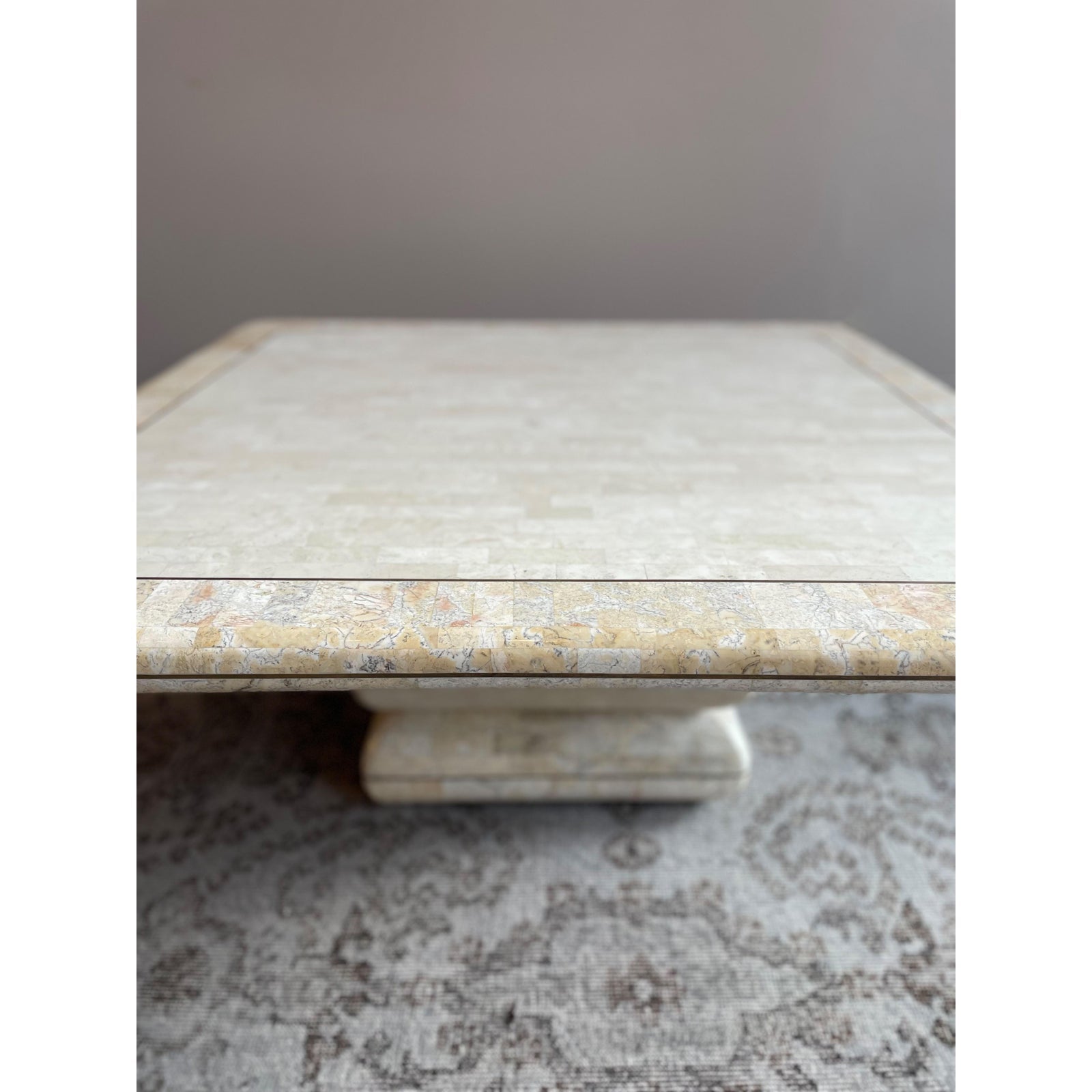 1980s Vintage Maitland Smith Tessellated Stone Coffee Table Postmodern