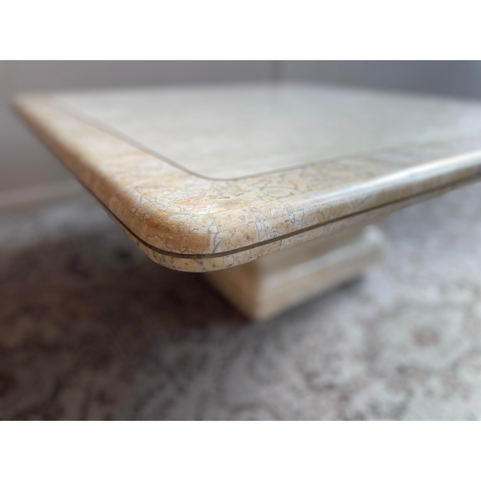 1980s Vintage Maitland Smith Tessellated Stone Coffee Table Postmodern