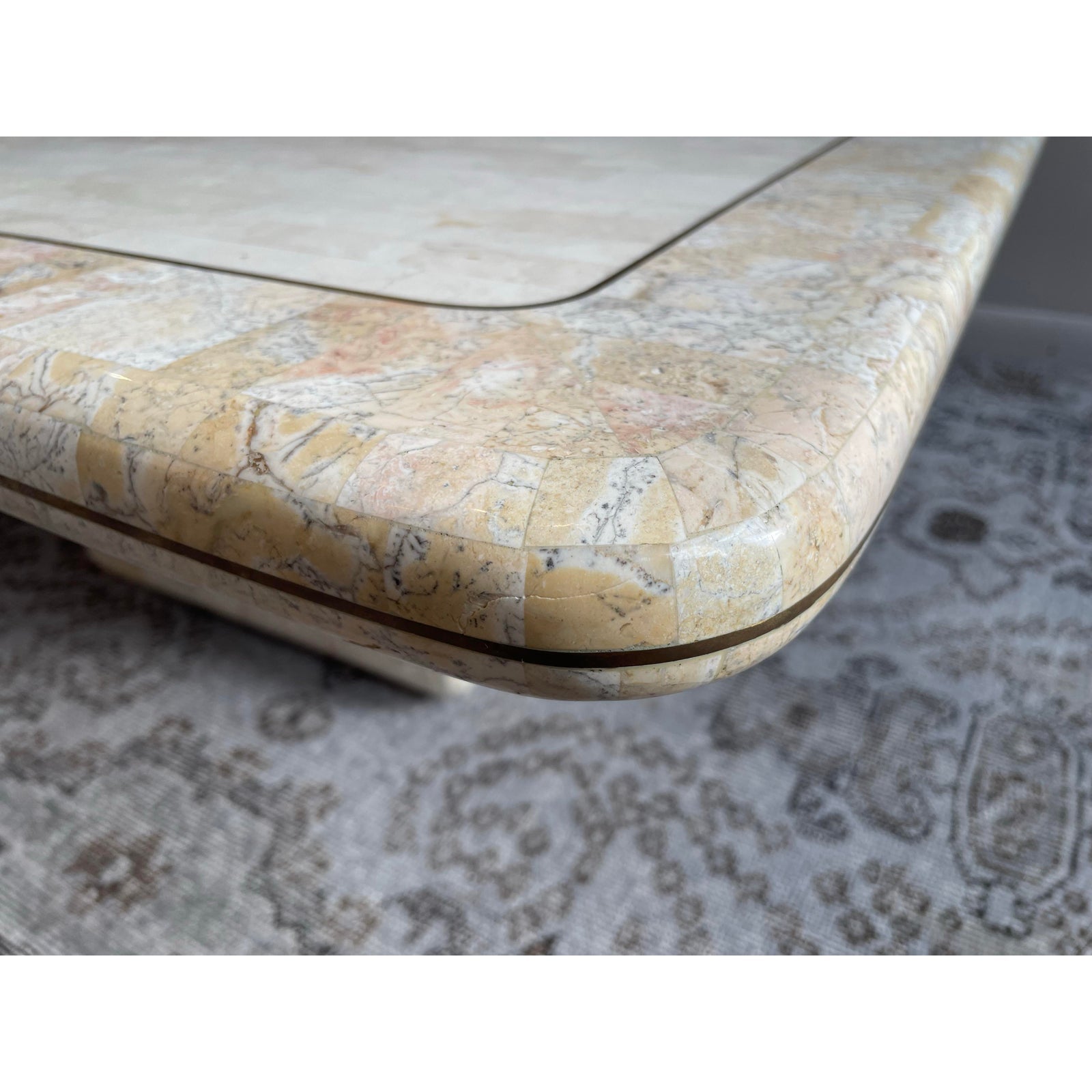 1980s Vintage Maitland Smith Tessellated Stone Coffee Table Postmodern