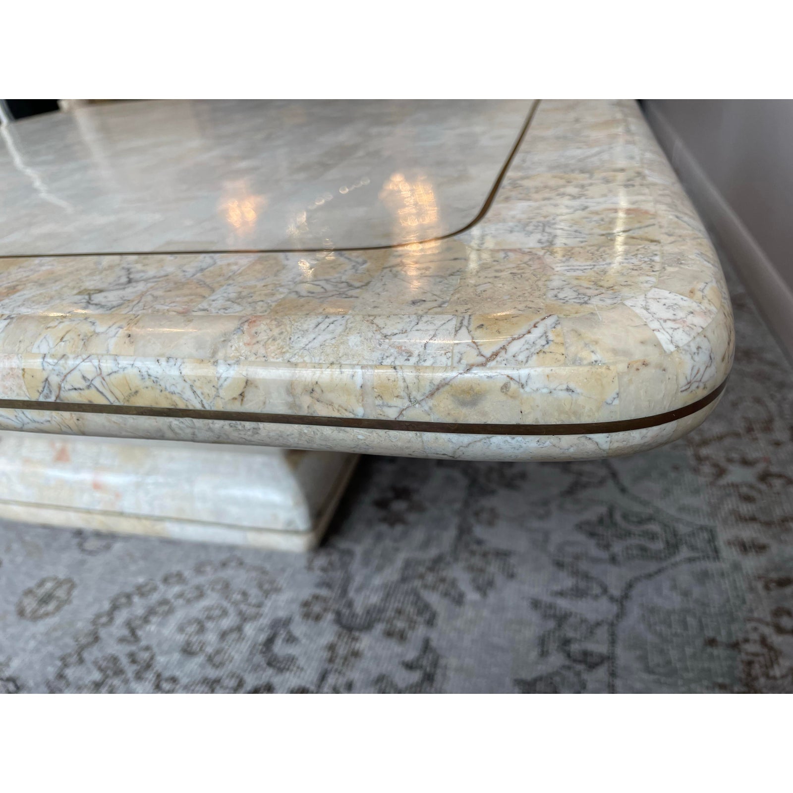 1980s Vintage Maitland Smith Tessellated Stone Coffee Table Postmodern