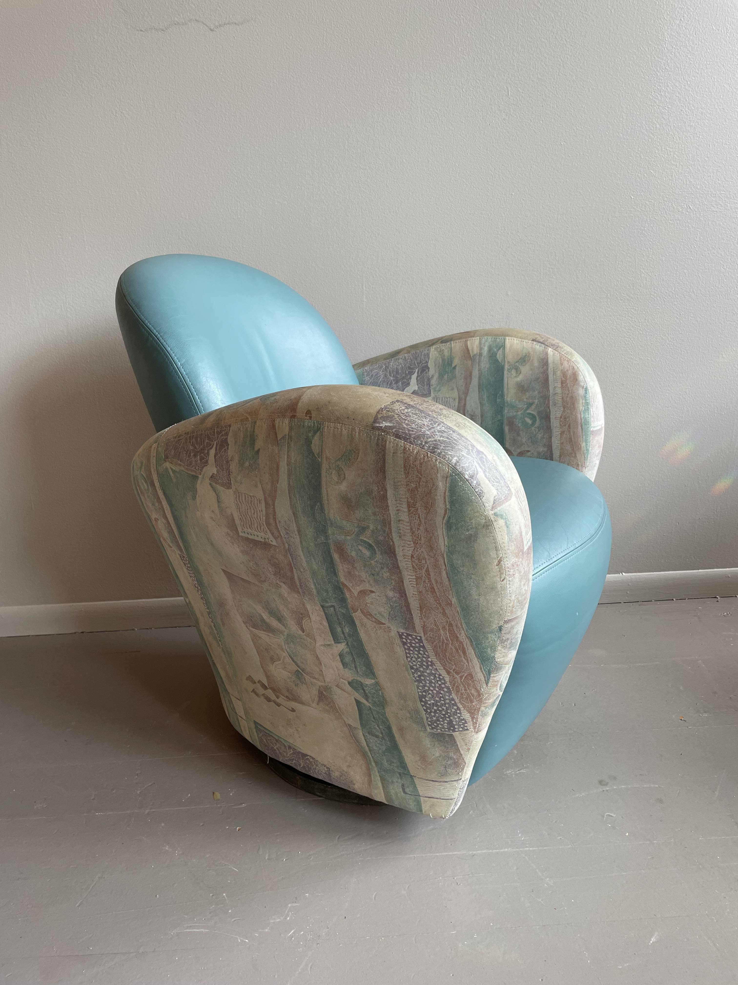 1980s Vintage Michael Wolk Miami Swivel Chairs in the Manner of Kagan - a Pair