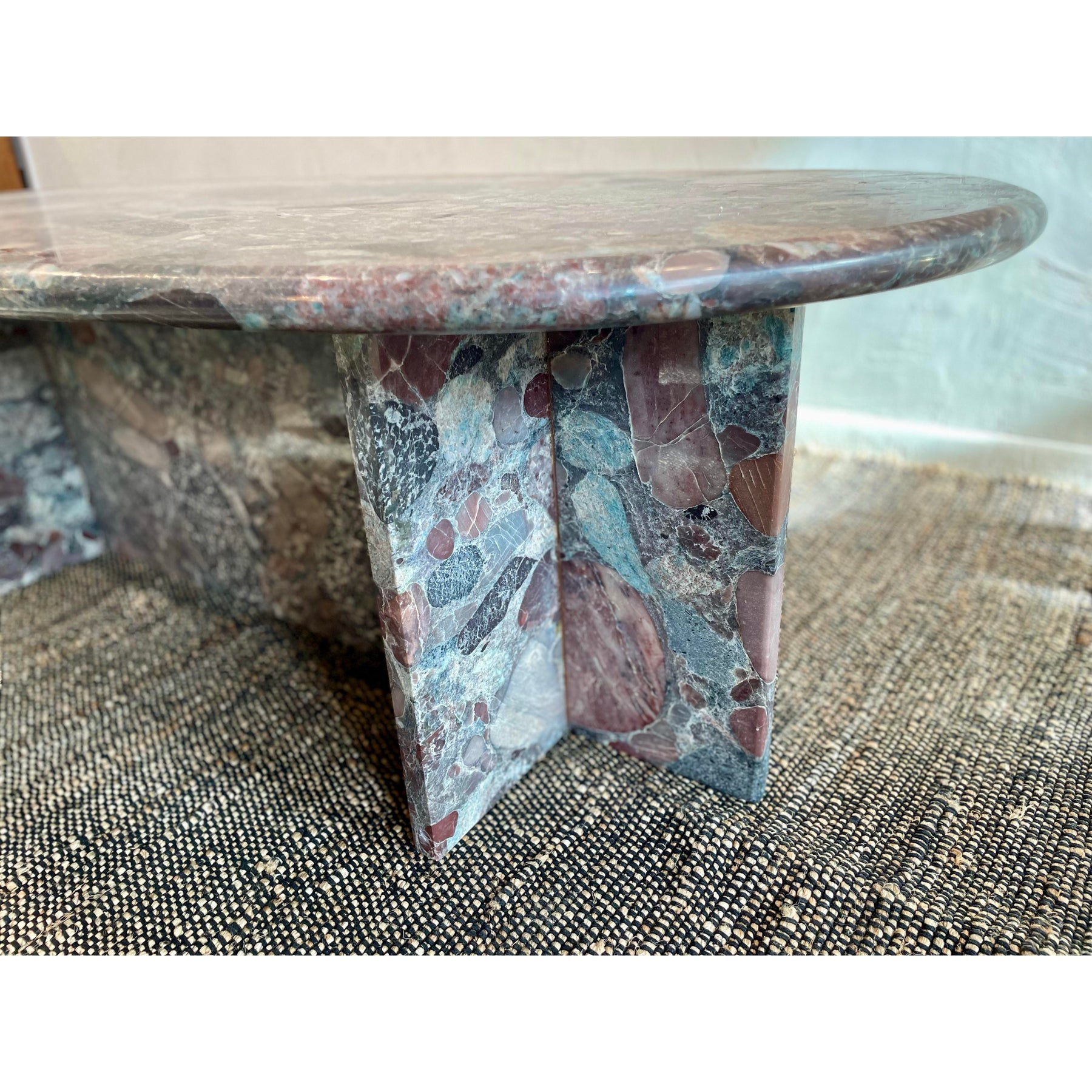 1980s Vintage Rosa Marinace Granite Stone Custom Coffee Table