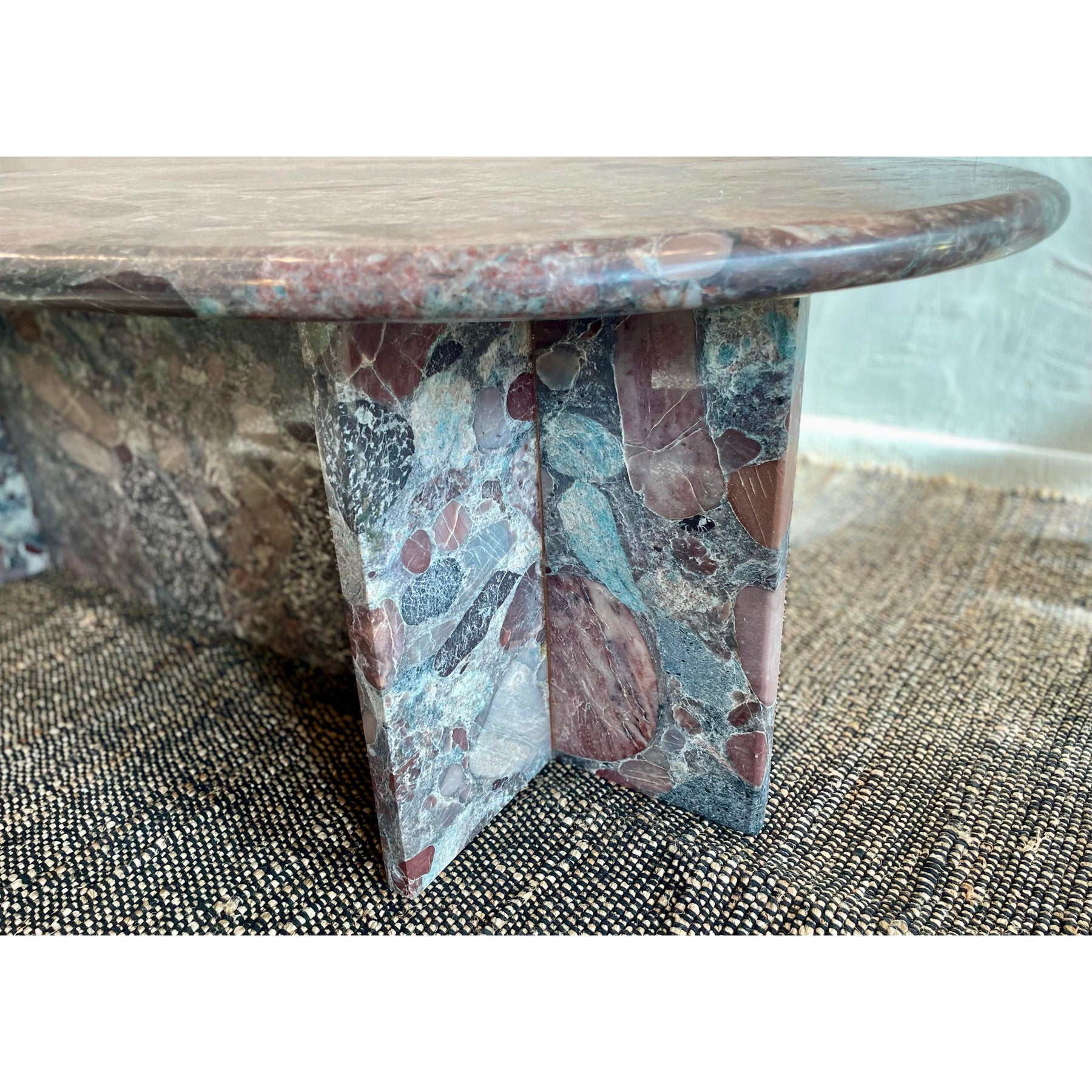 1980s Vintage Rosa Marinace Granite Stone Custom Coffee Table