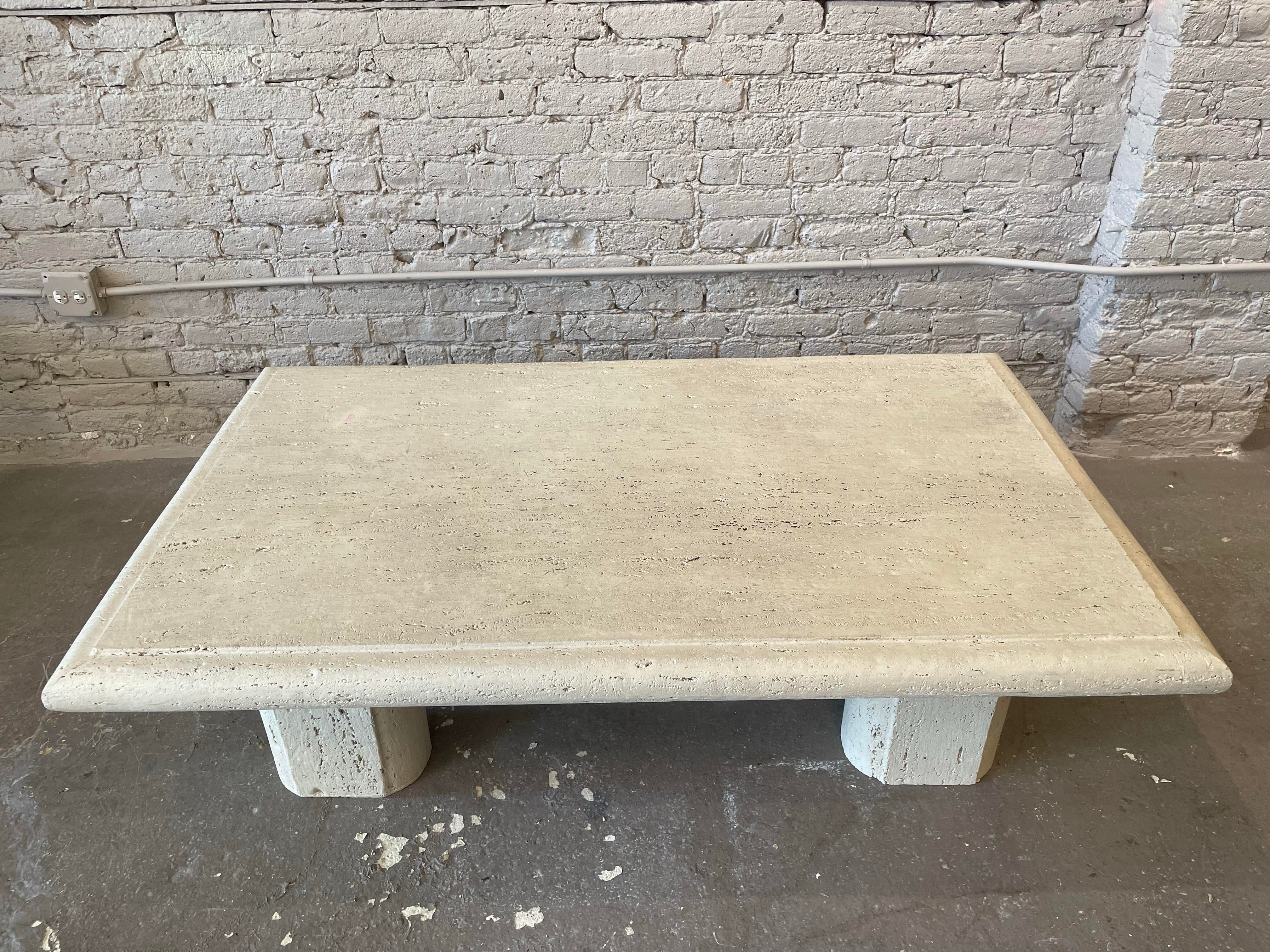 1980s Vintage Travertine Coffee Table