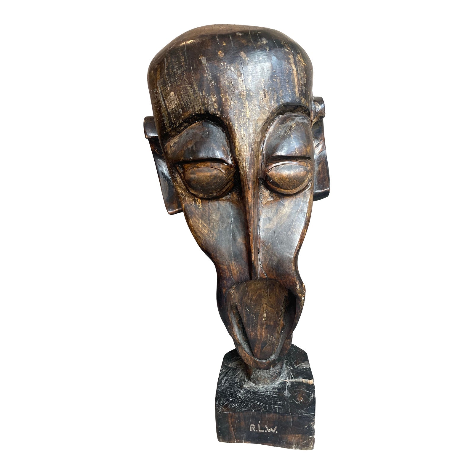 1990s Huge Vintage Wood Sculpture