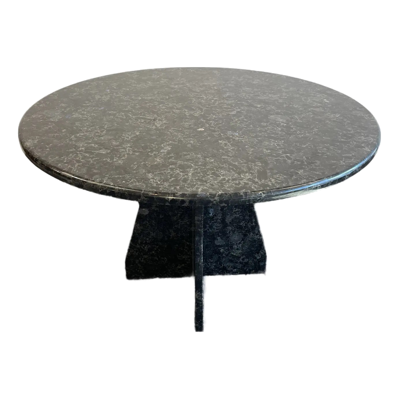 Vintage 1980s Postmodern Black Blue Night Granite Dining Entry Table
