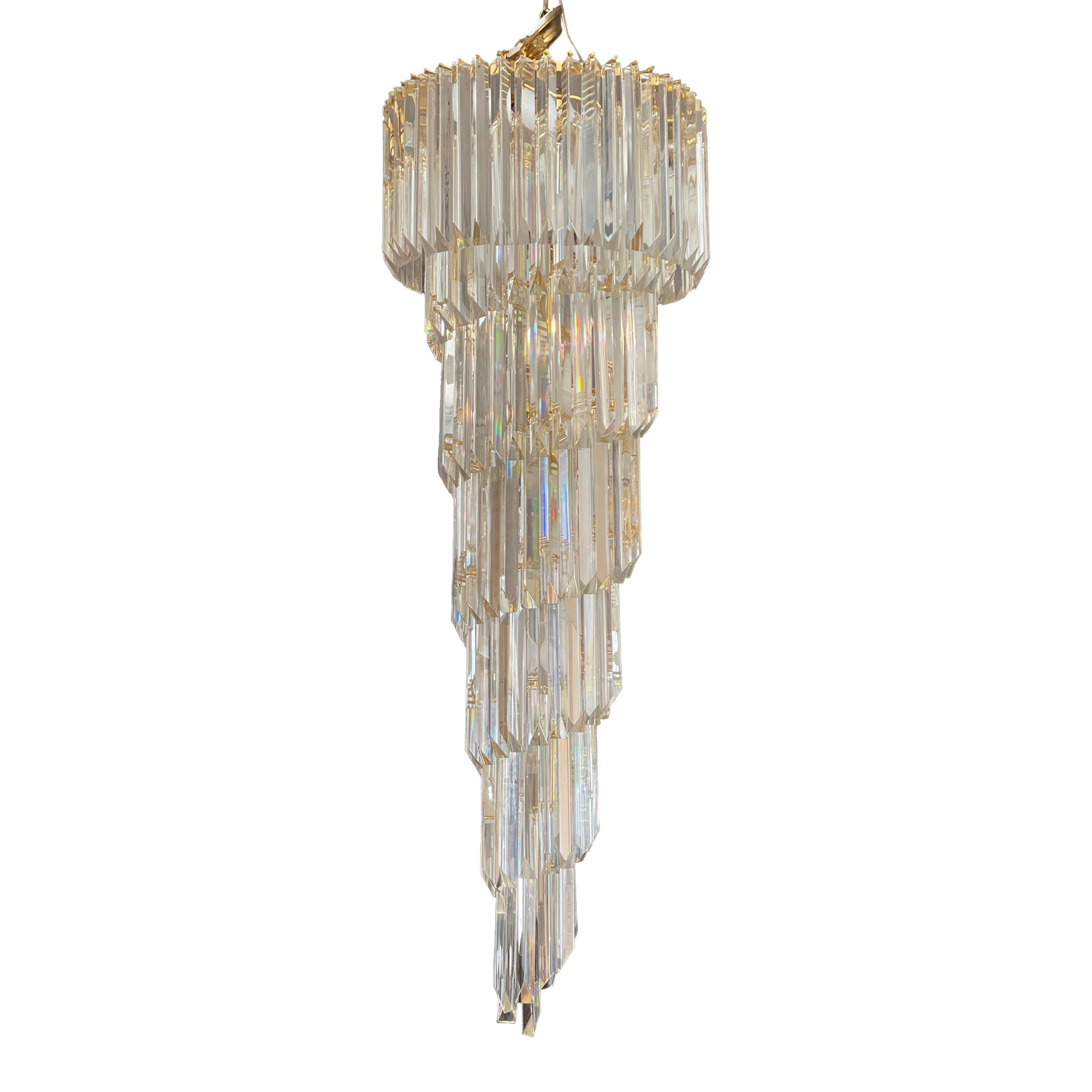 1960/1970s Vintage Italian Murano Glass Spiral Triedri Chandelier